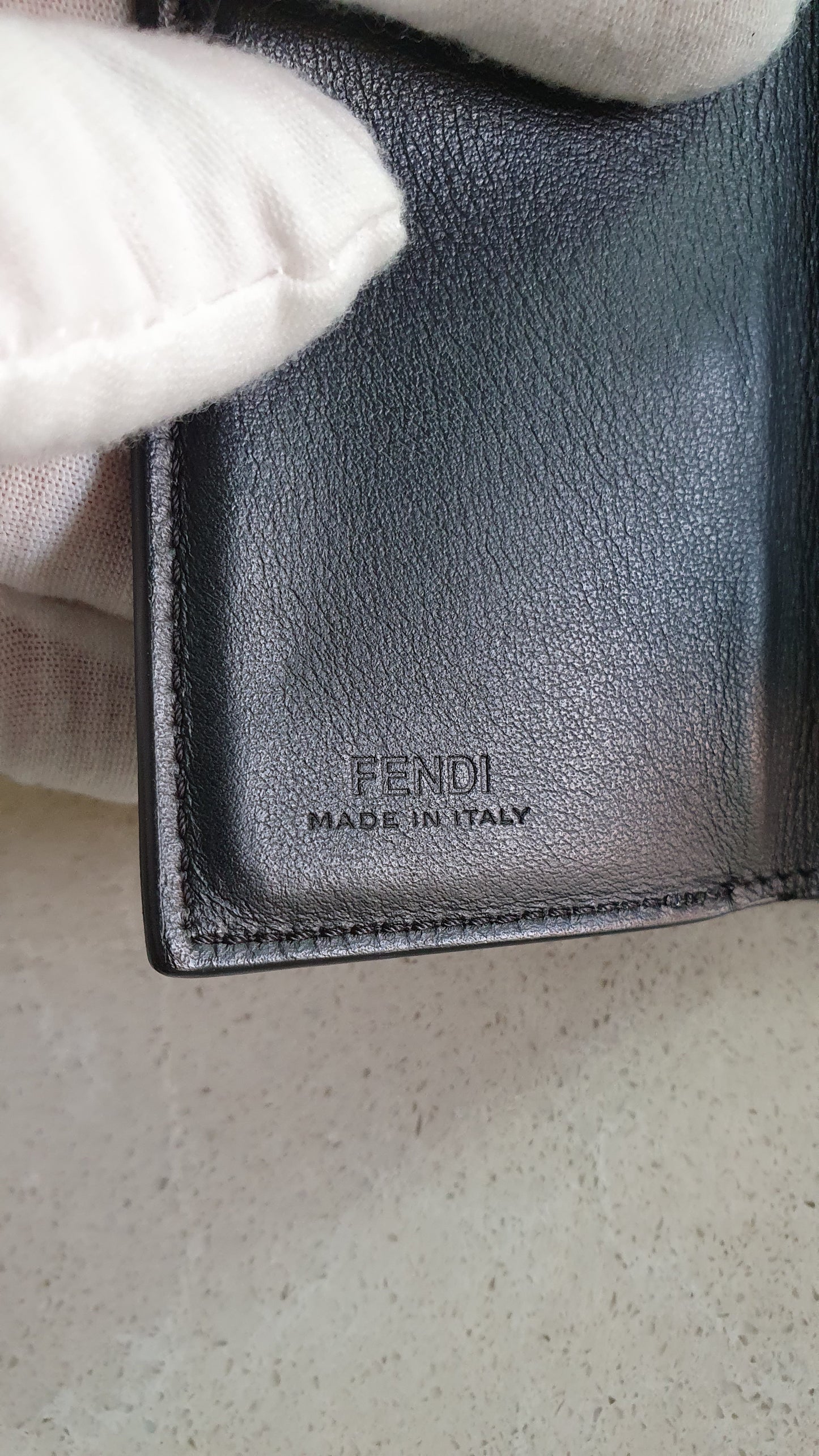 Authentic Fendi Upcycle Black Leather Mini Wallet with Chain