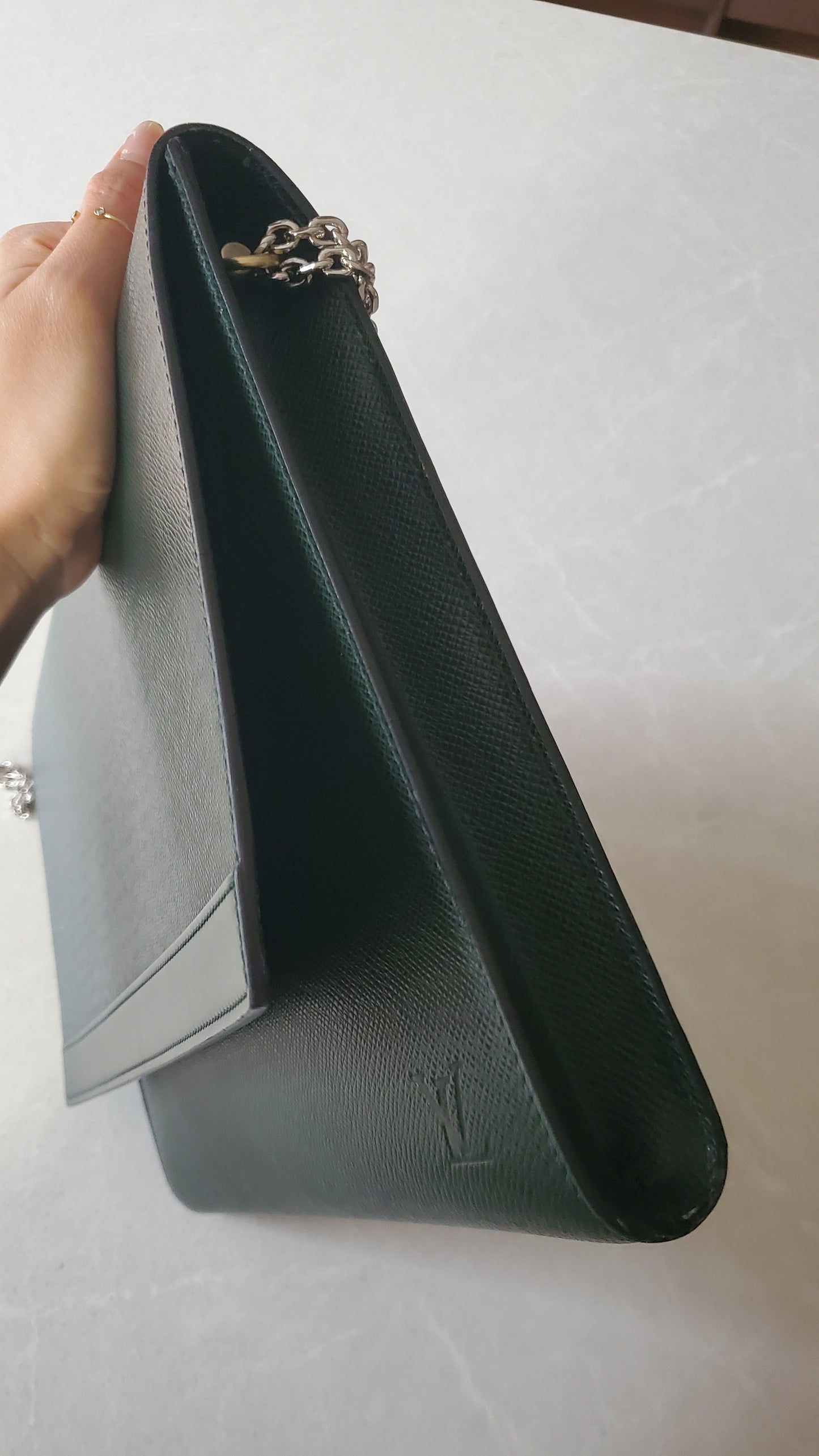 Authentic Vintage Louis Vuitton (Dark Green) Upcycle Large Purse on Chains