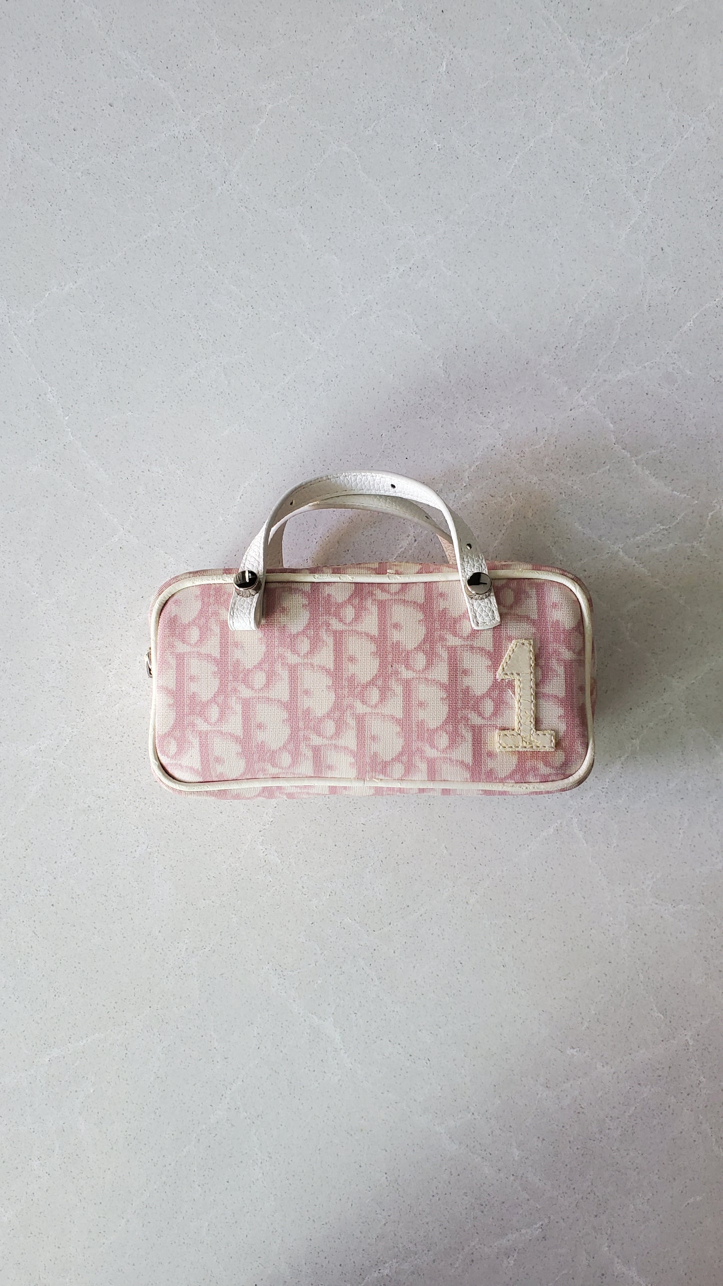 Authentic Vintage Dior Upcycle Pink Shoulder Pouch Purse with Two Handles