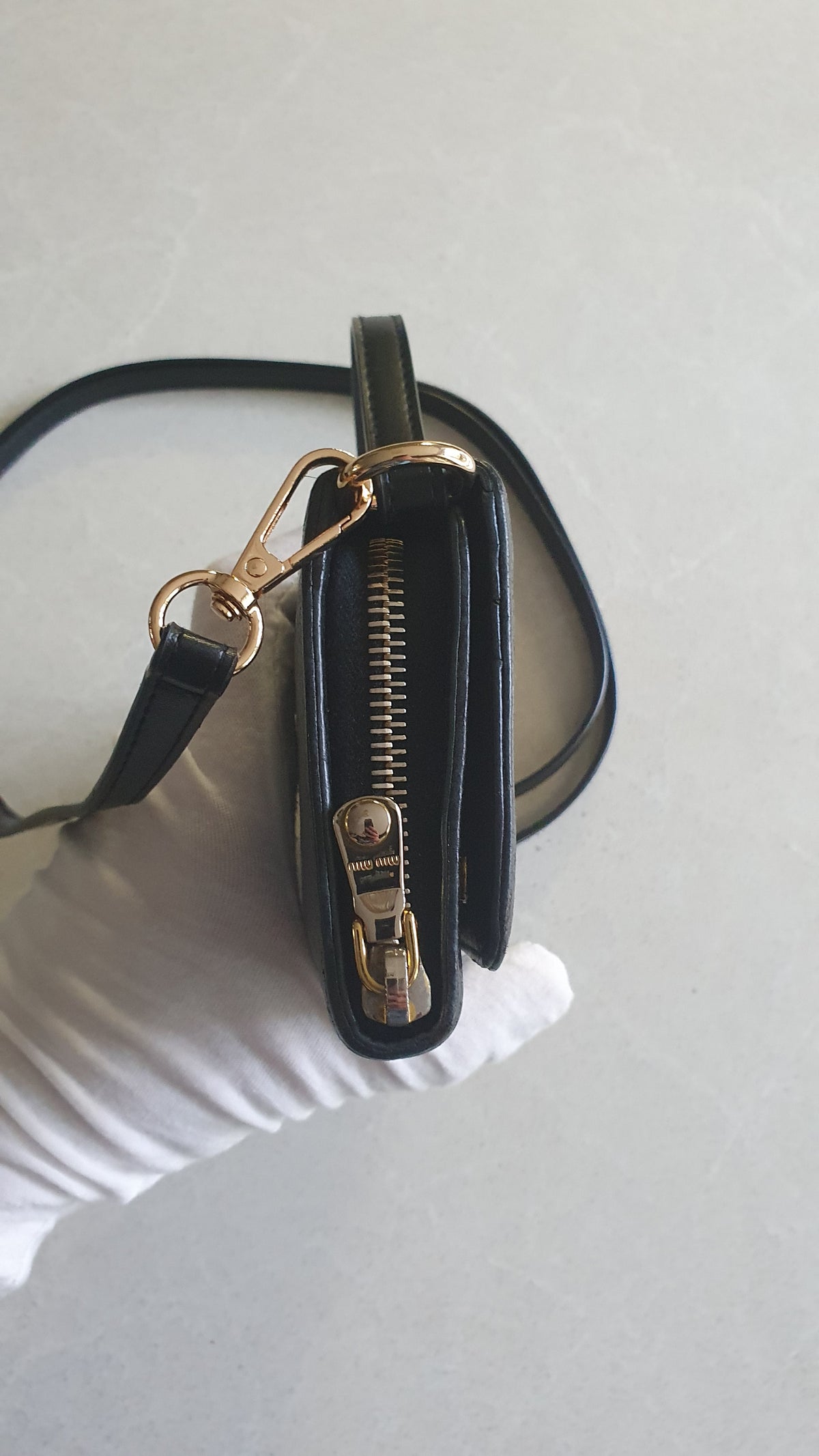 Authentic Miu Miu Upcycle Black Wallet with Straps
