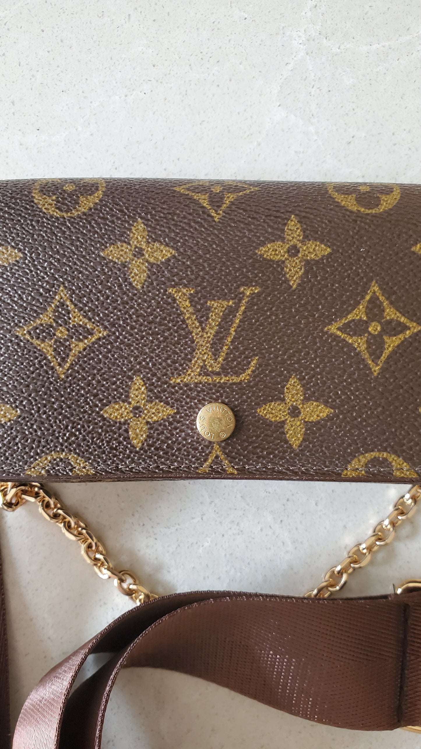 Authentic Vintage Louis Vuitton (RA0994) Upcycle Small Wallet with Strap and Chain