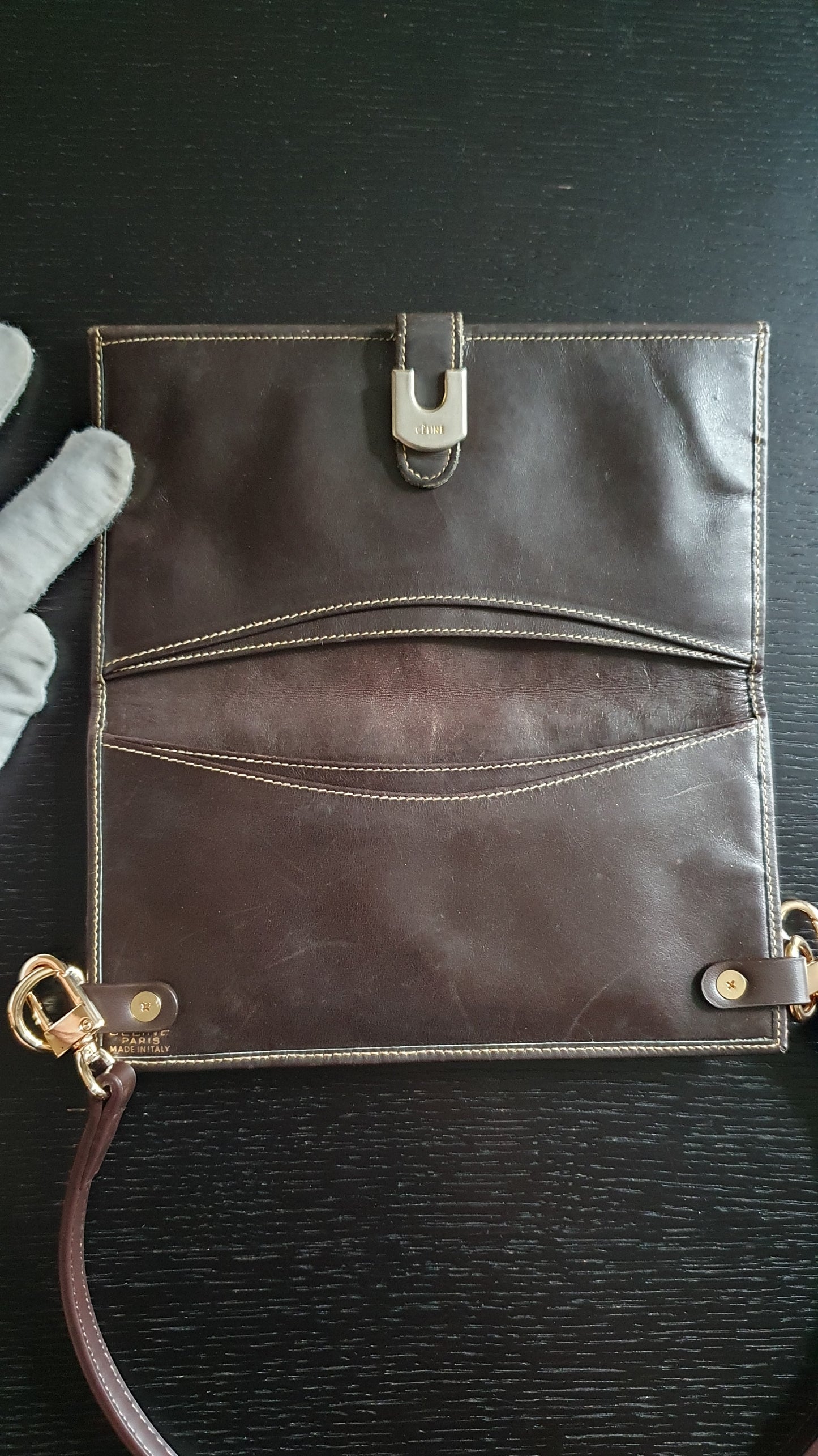 Authentic Vintage Celine Upcycle Wallet with Shoulder Strap
