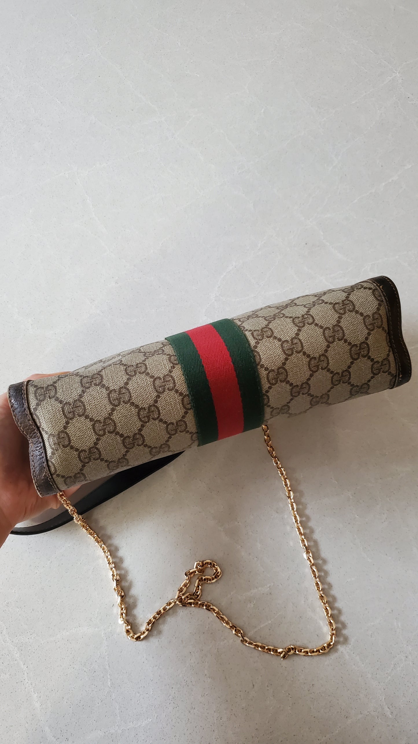 Authentic Vintage Upcycle Gucci Bag on Strap & Chain