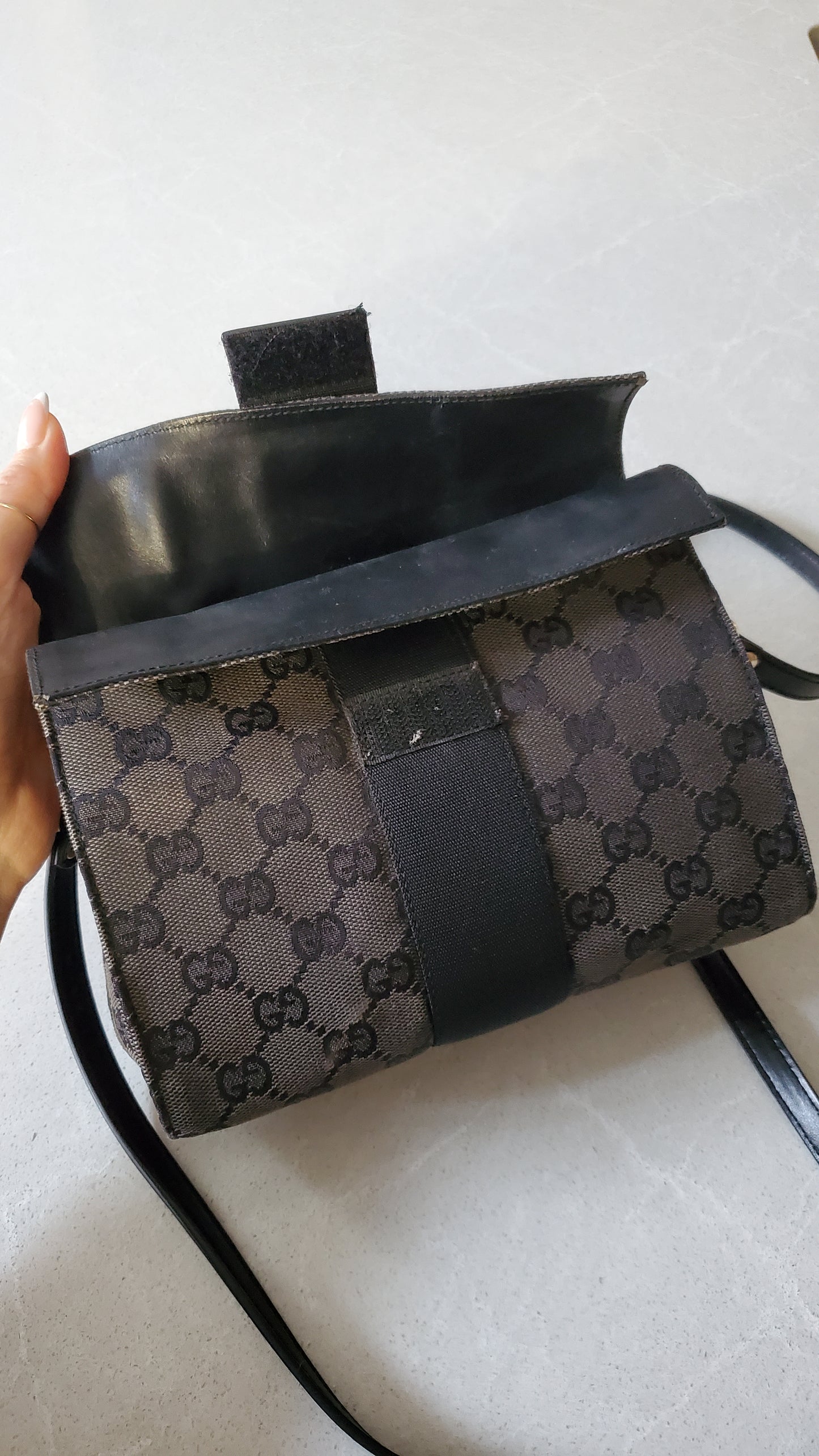 Authentic Gucci Upcycle Black Monogram Purse with Strap