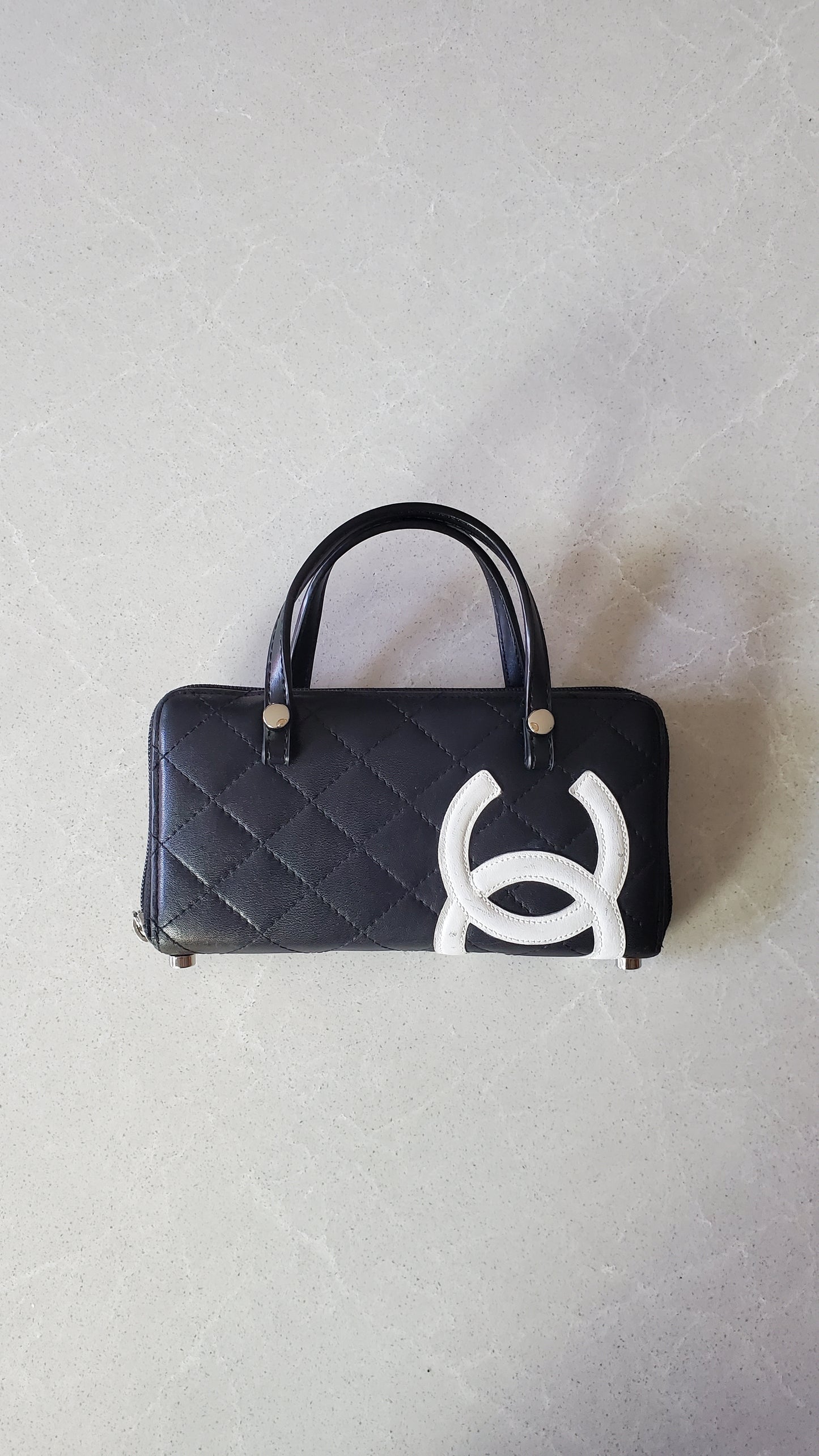 Authentic Chanel Upcycle Black Zip Wallet with Handle Straps