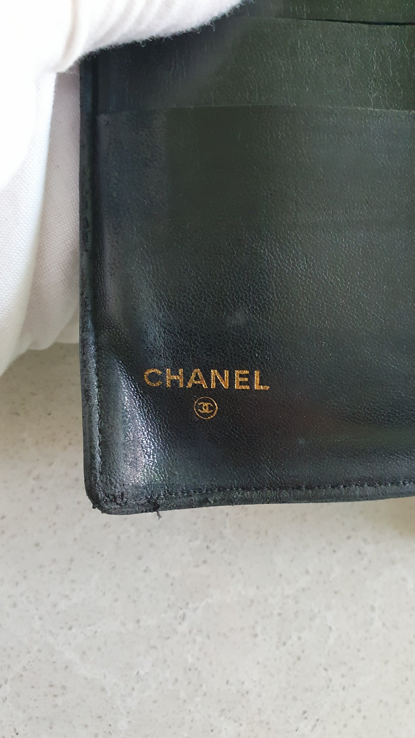 Authentic Chanel Upcycle Black Caviar Long Wallet with Strap & Chain