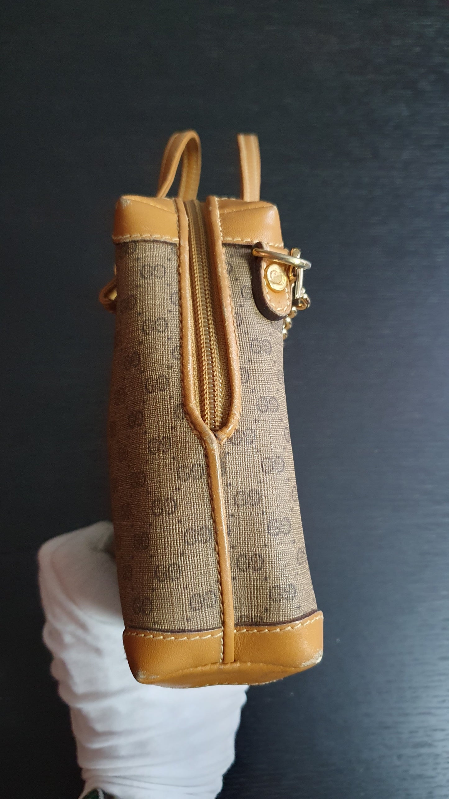 Authentic Vintage Gucci Upcycle Tan Bag with Straps & Chain