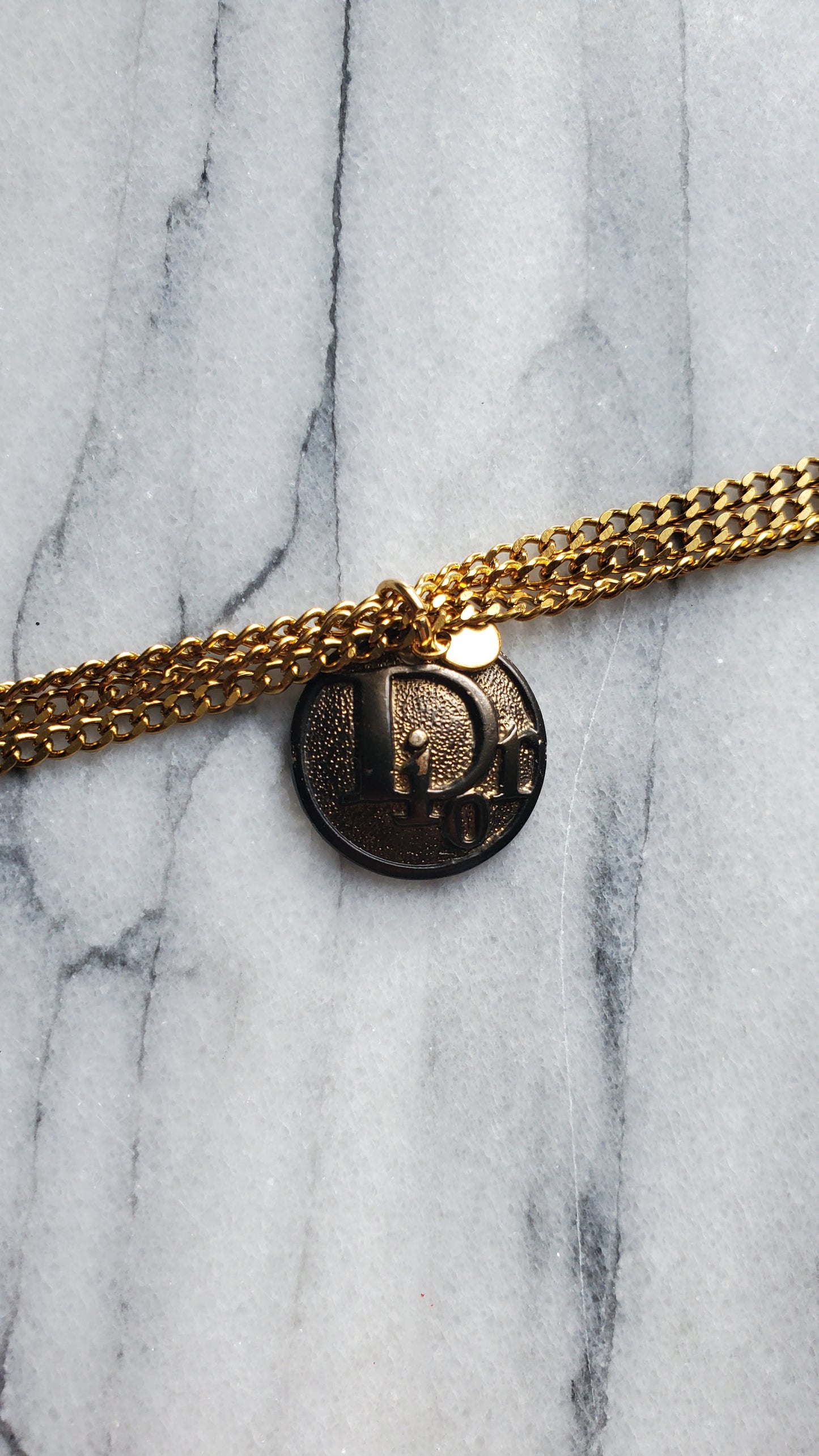 Authentic Vintage Christian Dior Button Upcycle Gold Thin Layers Bracelet