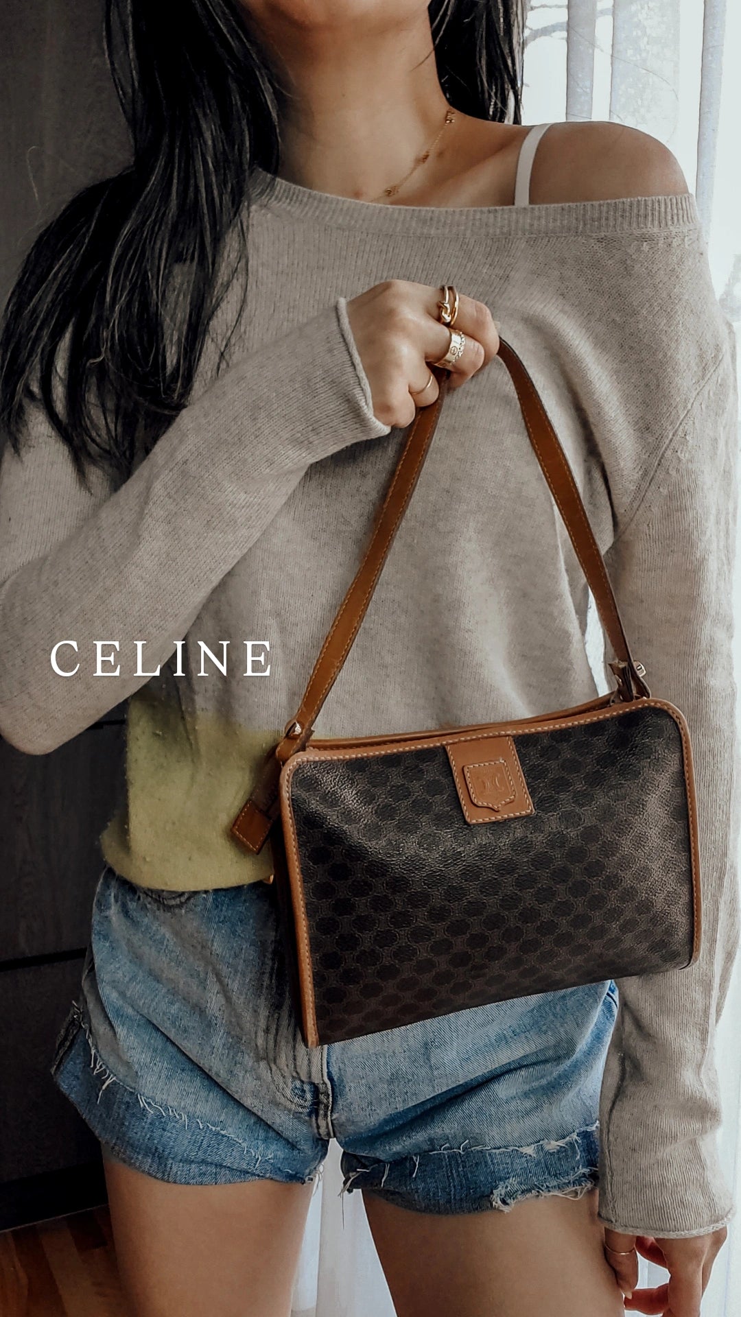 Authentic Vintage Celine Upcycle Brown/ Tan Shoulder Purse