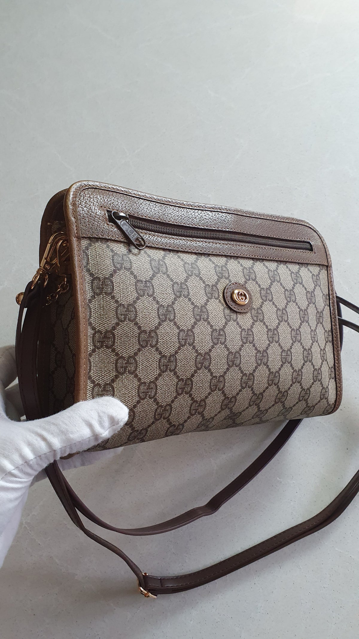 Authentic Vintage Gucci Upcycle Brown Purse with Straps and Chain