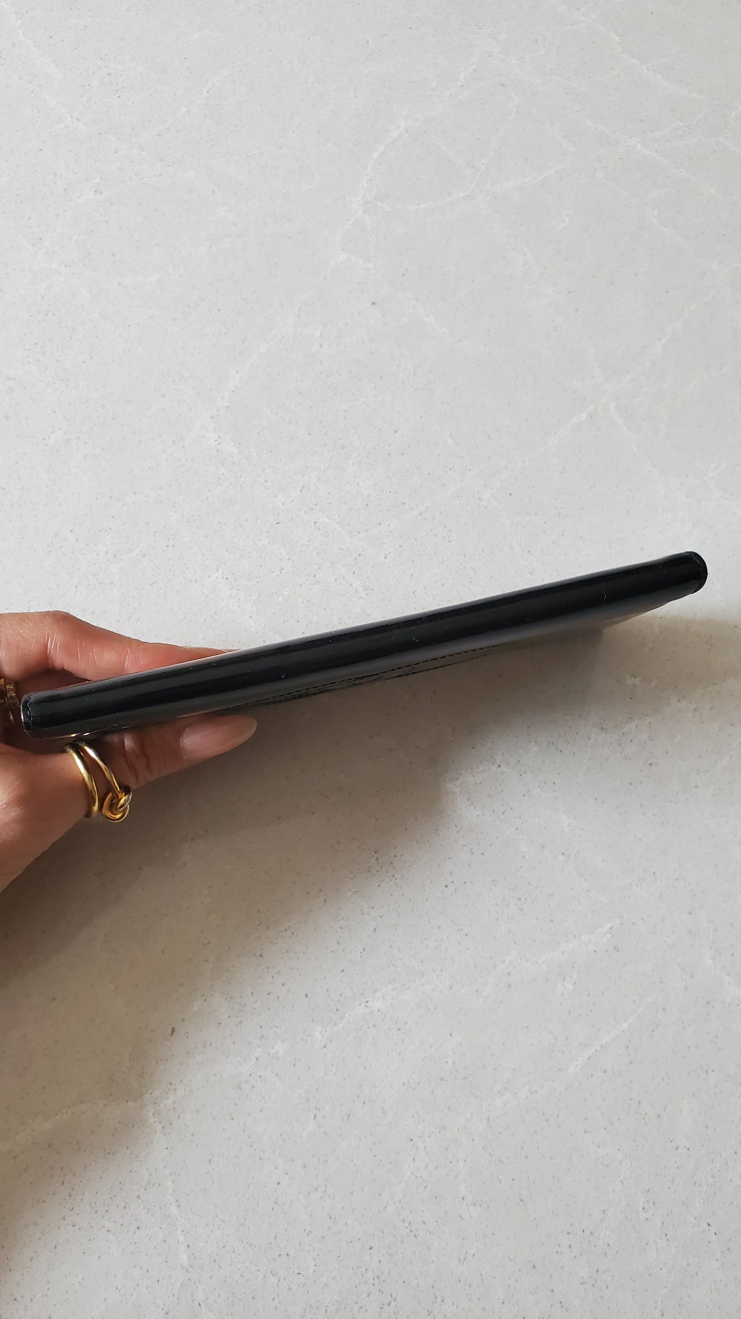 Authentic Chanel Black Patent Flat Flap Wallet