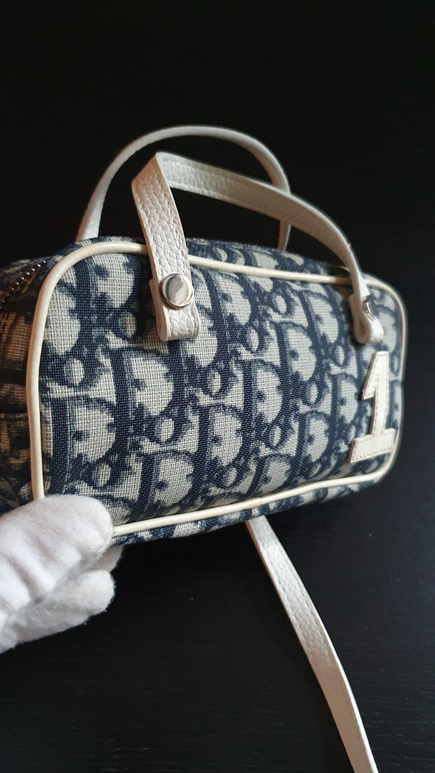 Authentic Vintage Dior Upcycle Navy Shoulder Pouch Purse with Straps