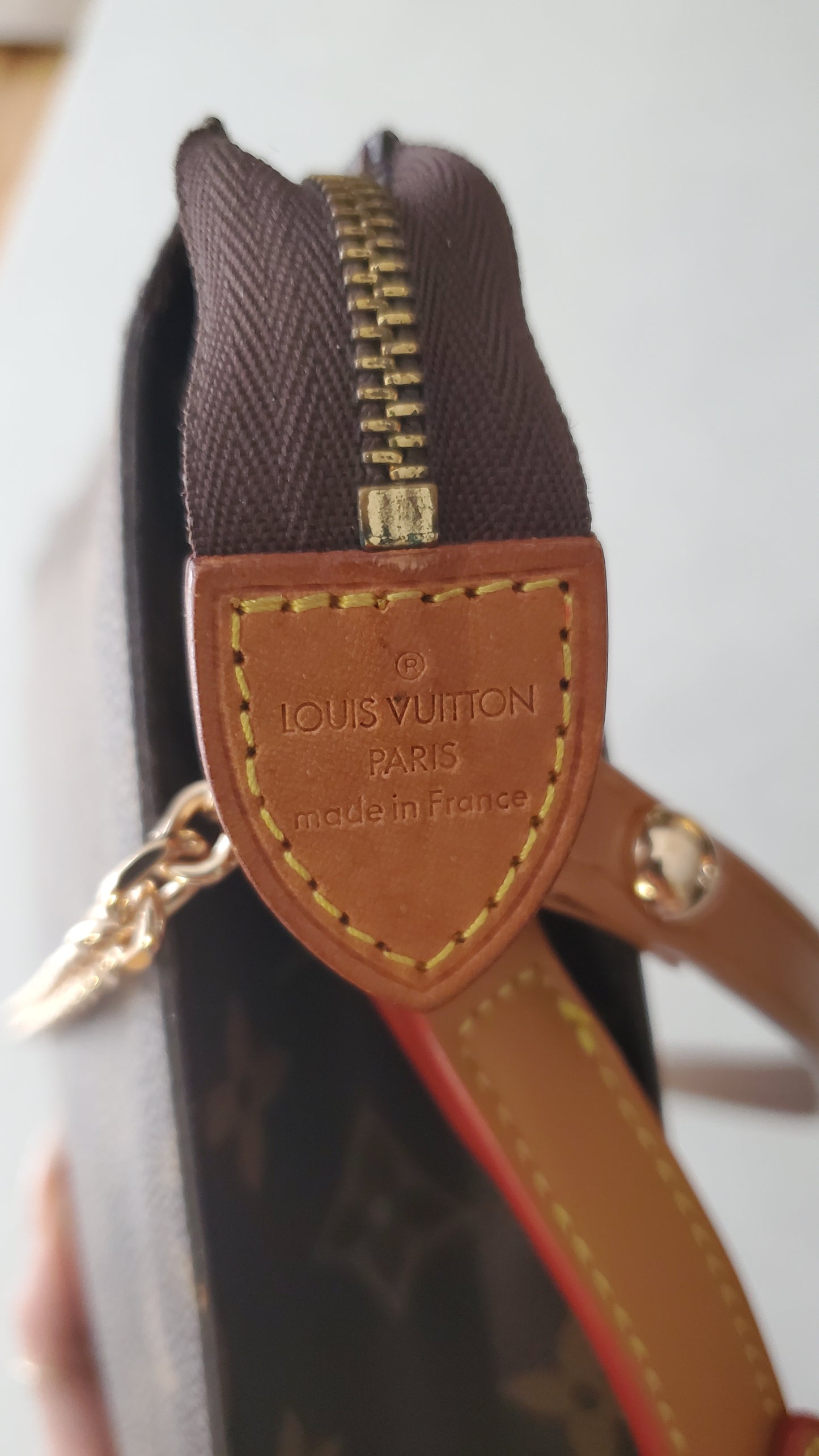 Authentic Vintage Louis Vuitton Upcycle Toiletry Pouch (Grey Insert) with Chain & 2 Straps