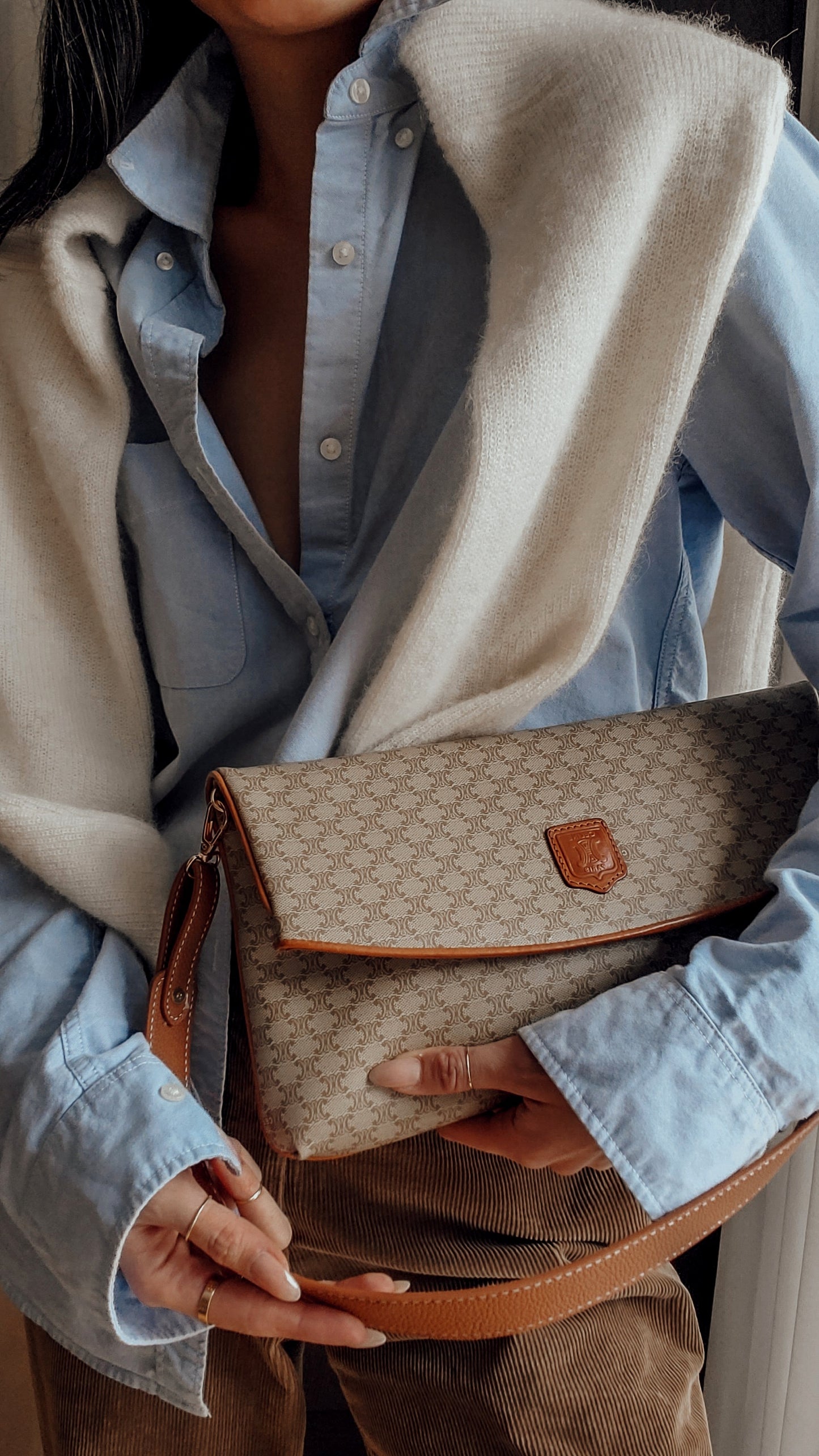 Authentic Vintage Celine Upcycle (Tan) Purse on Strap