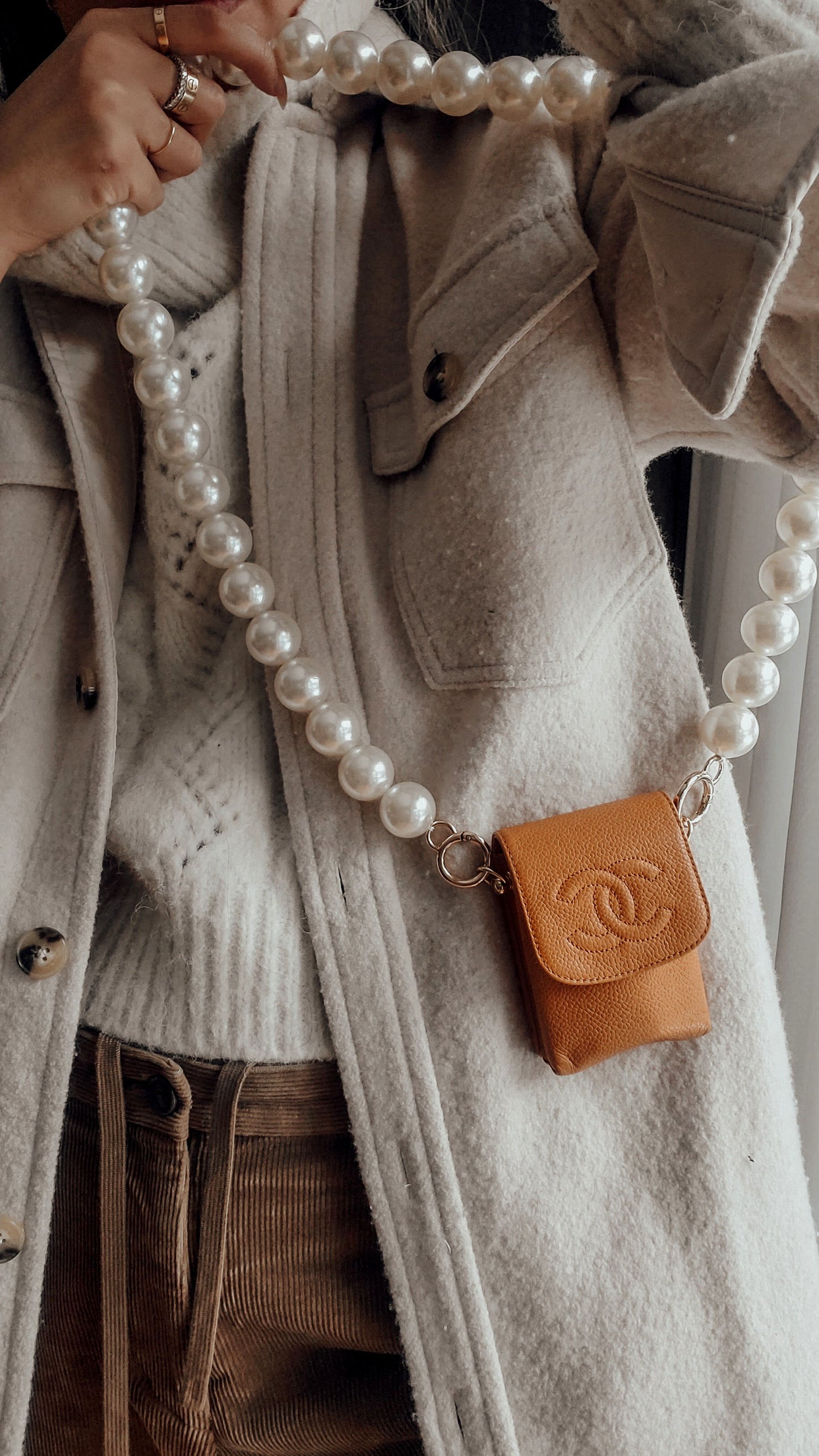 *Rare* Authentic Vintage Chanel Upcycle Yellow Caviar Pouch on Chain (2 chain options)