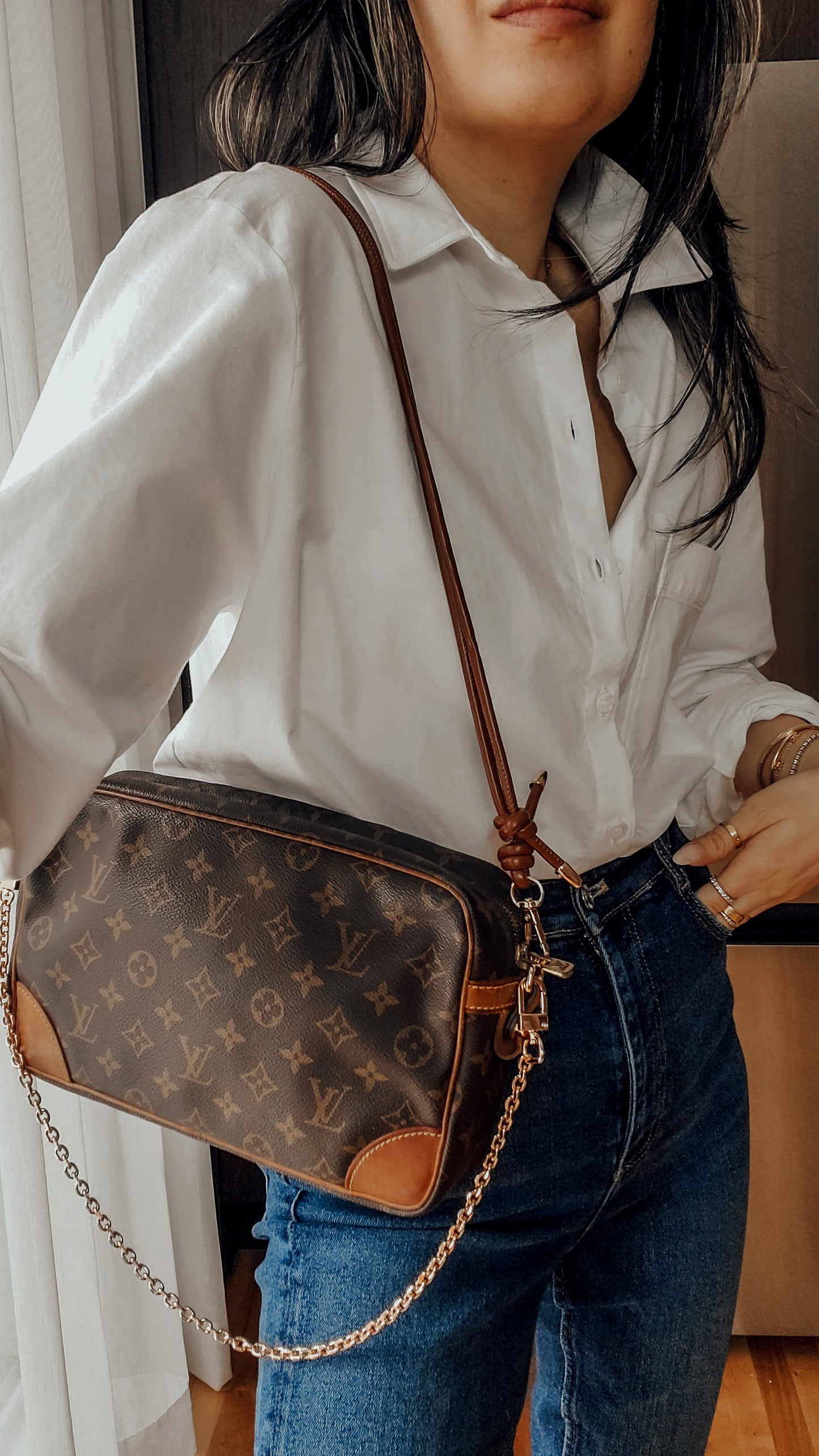 Authentic Vintage Louis Vuitton Upcycle Purse with Strap & Chain