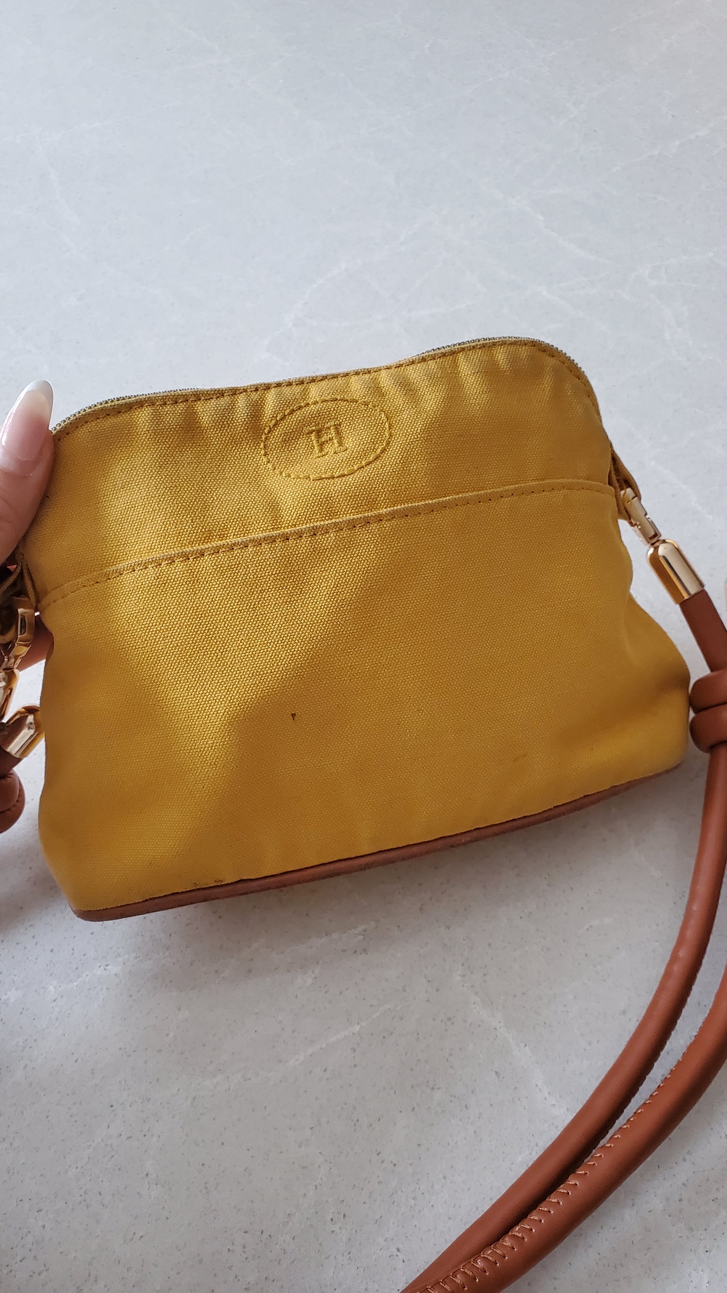 Authentic Hermès Upcycle Canvas Pochette with Strap