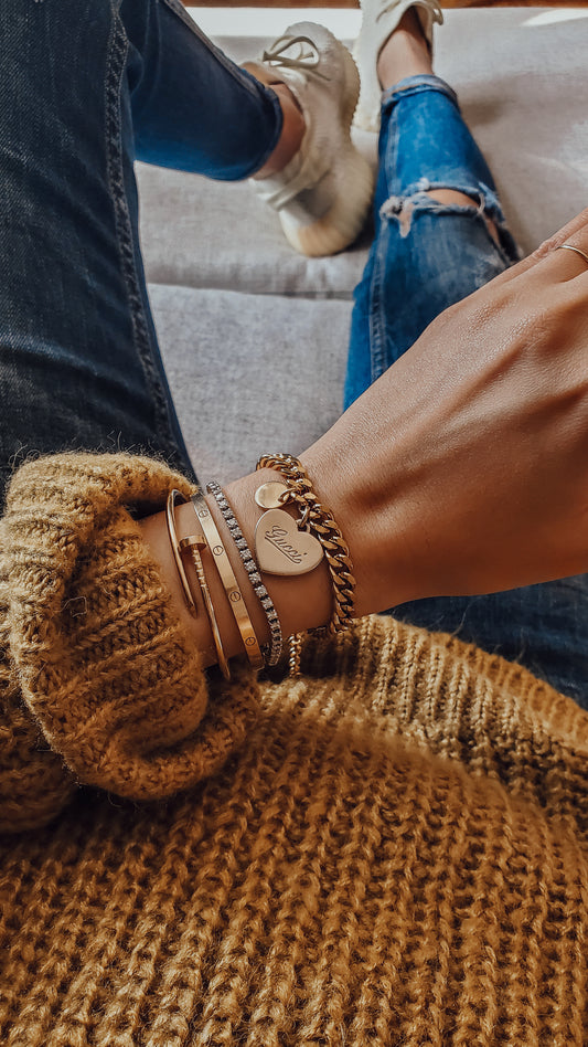Authentic Gucci Upcycle Gold Double Layer (Solid Heart) Bracelet