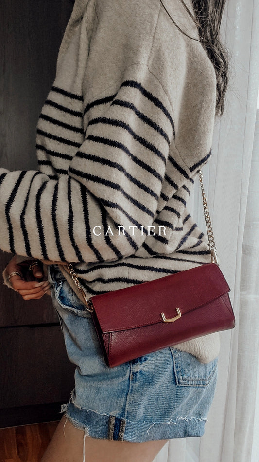 Authentic Vintage Cartier Upcycle Leather Wallet with 2 Chains Options