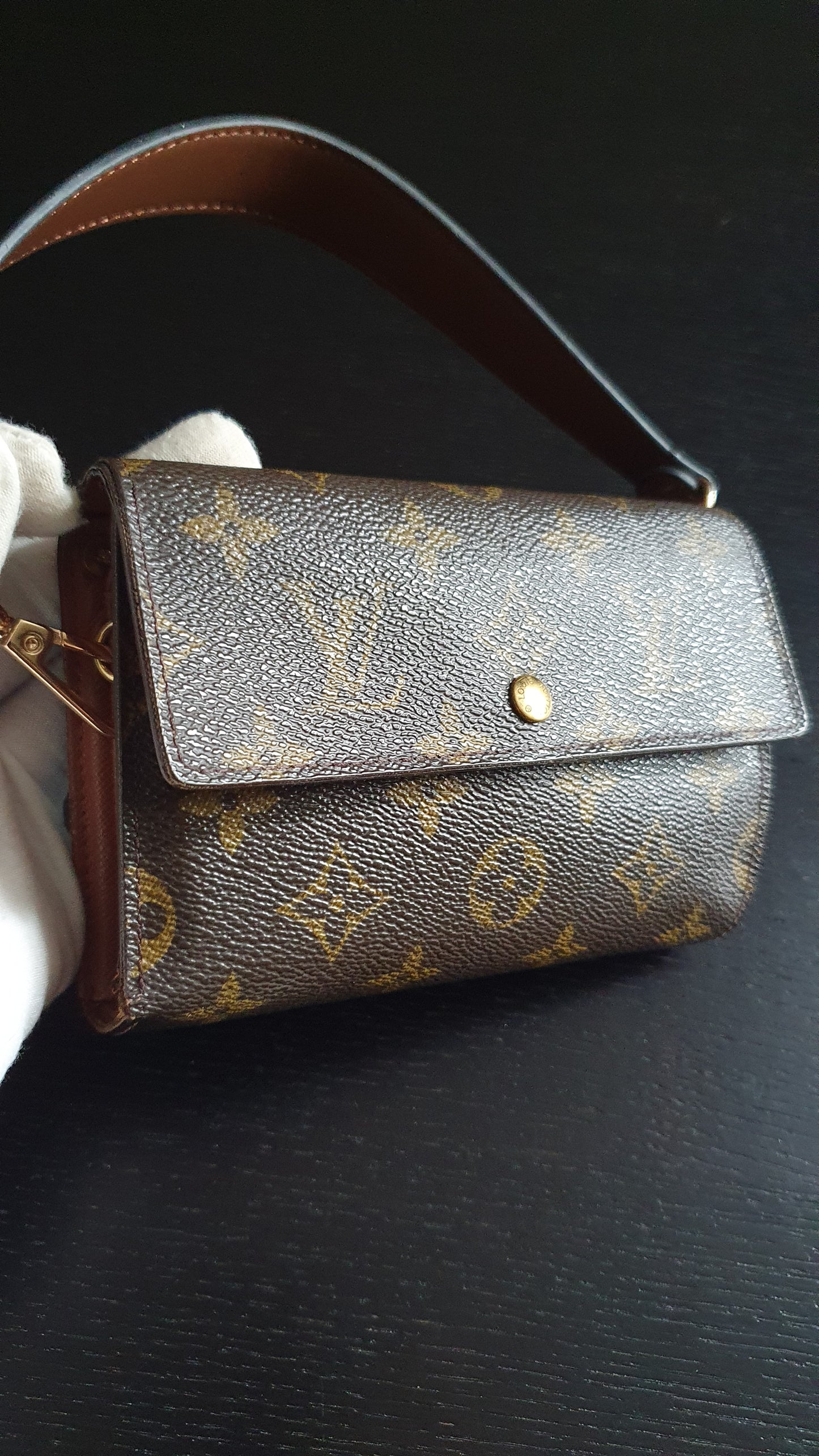Authentic Vintage Louis Vuitton Small Brown Wallet with Short Handle Strap