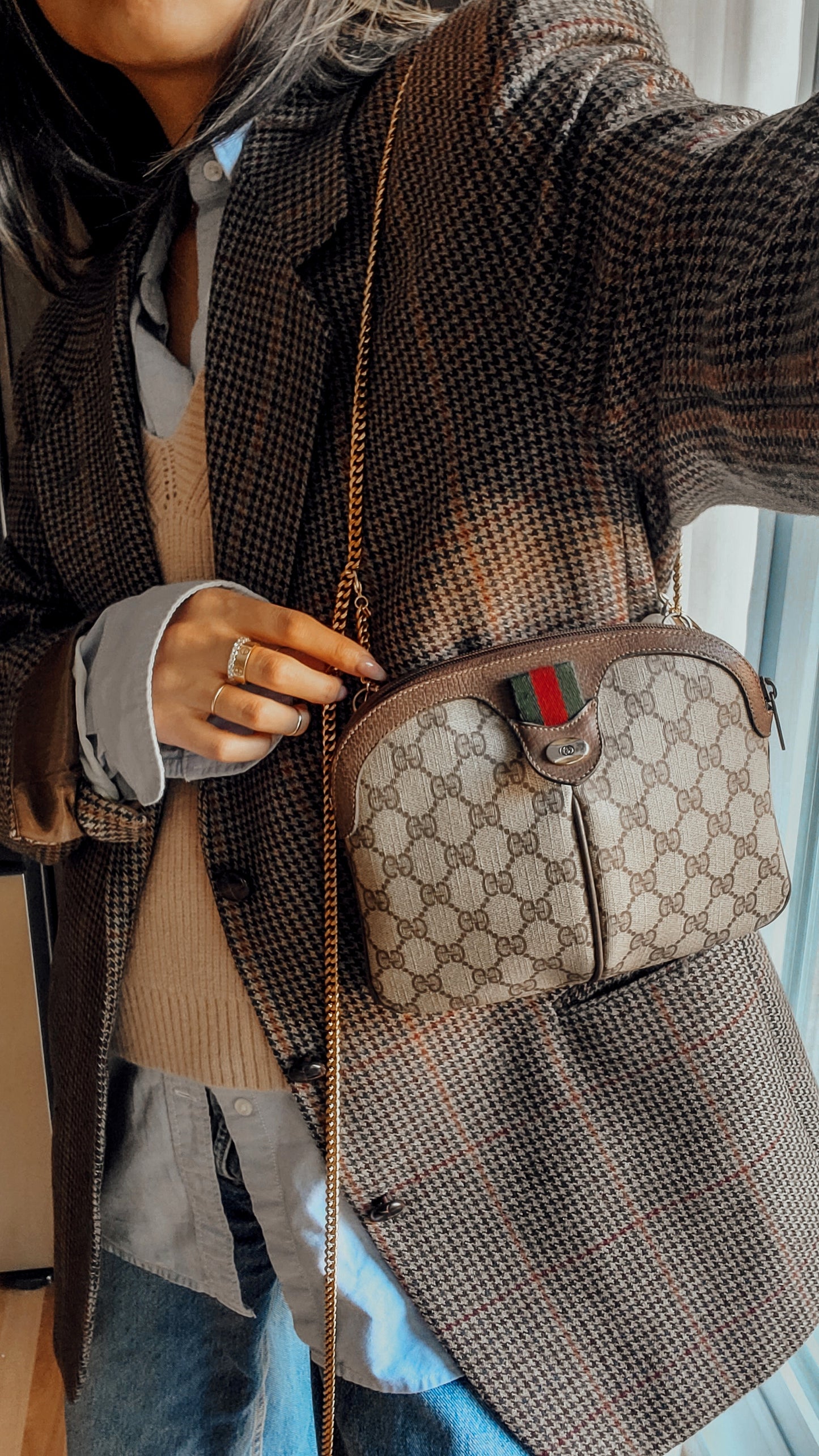 Authentic Vintage Gucci Upcycle Purse on Chains (with pearls chain)