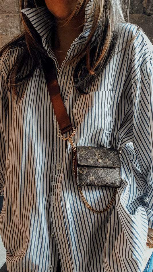 Authentic Vintage Louis Vuitton (2) Upcycle Small Wallet on Chain & Strap