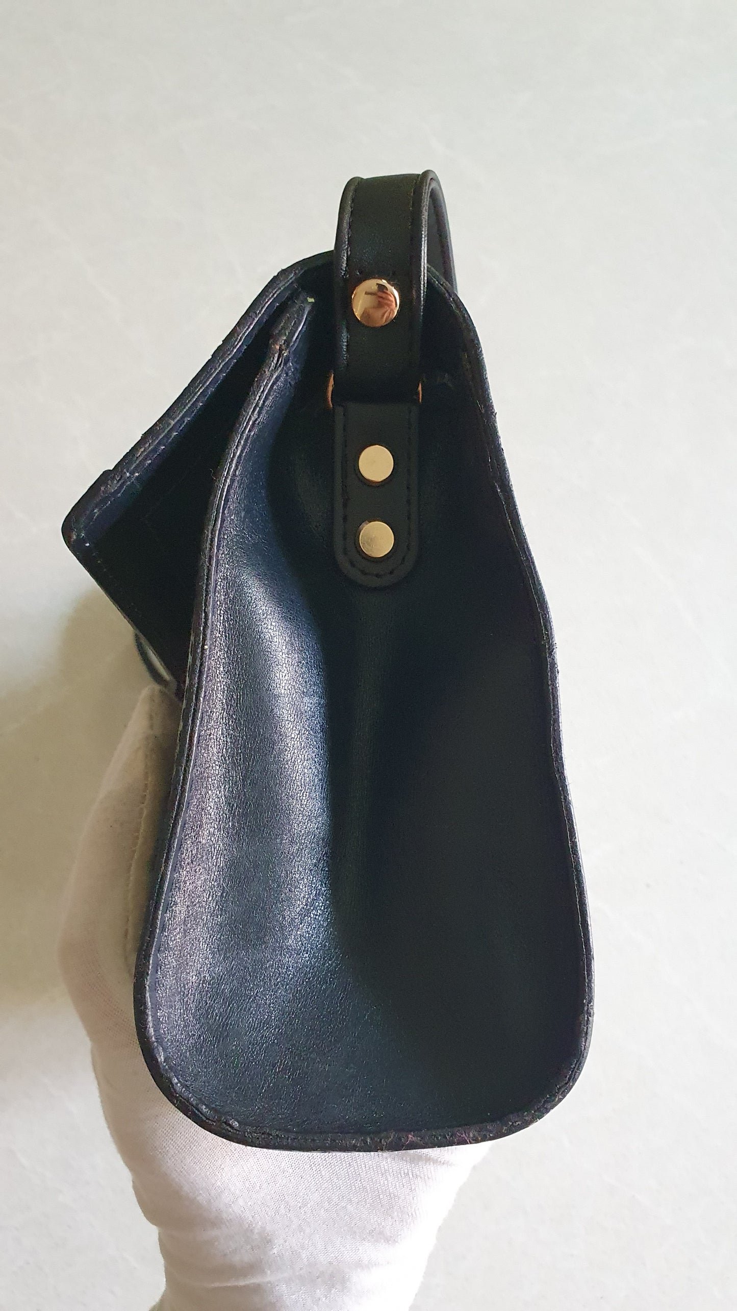 Authentic Vintage Gucci Upcycle (Dark Navy) Large Purse with Shoulder Strap