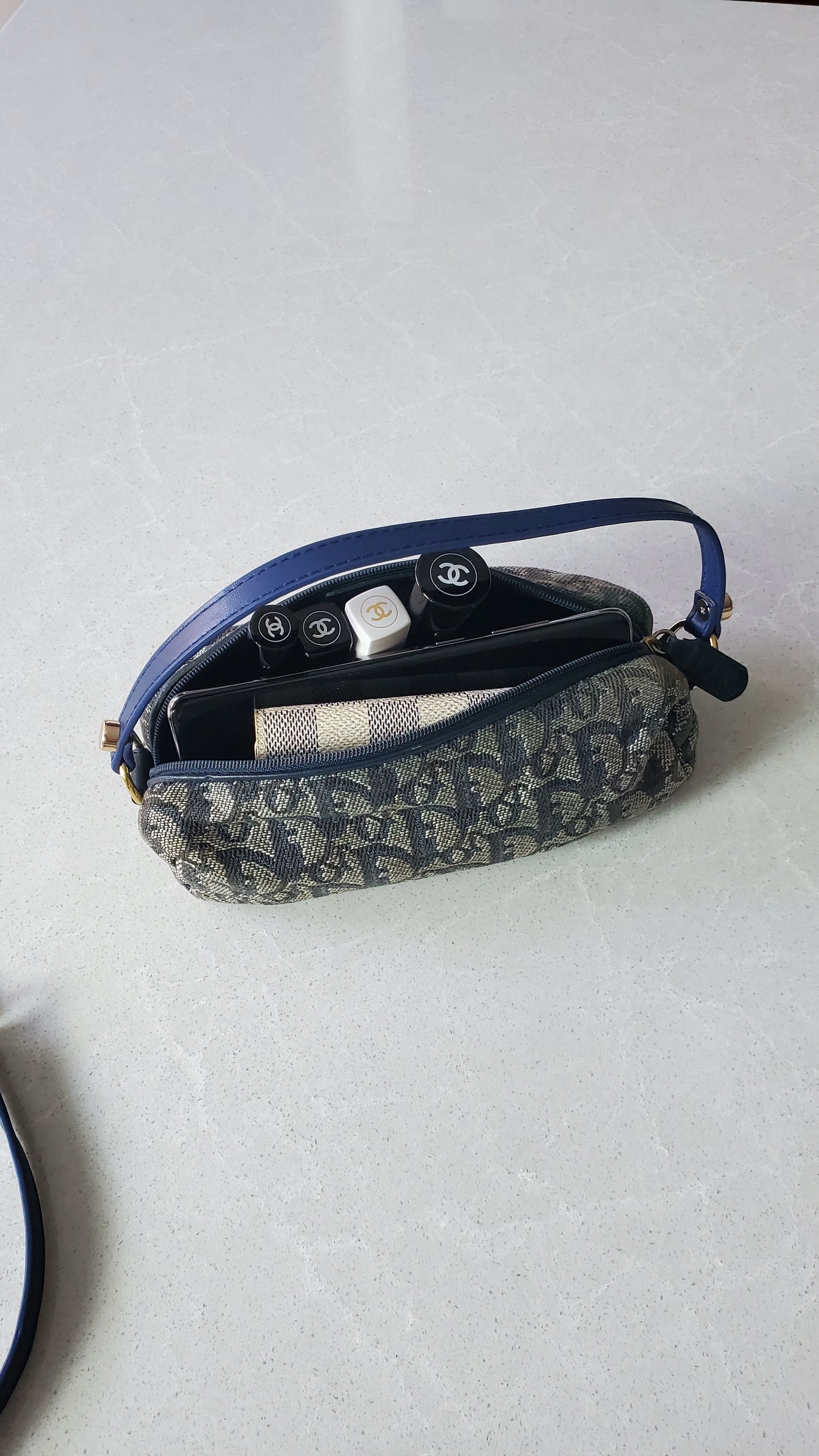 Authentic Vintage Dior Upcycle Navy Versatile Pouch Purse with Straps