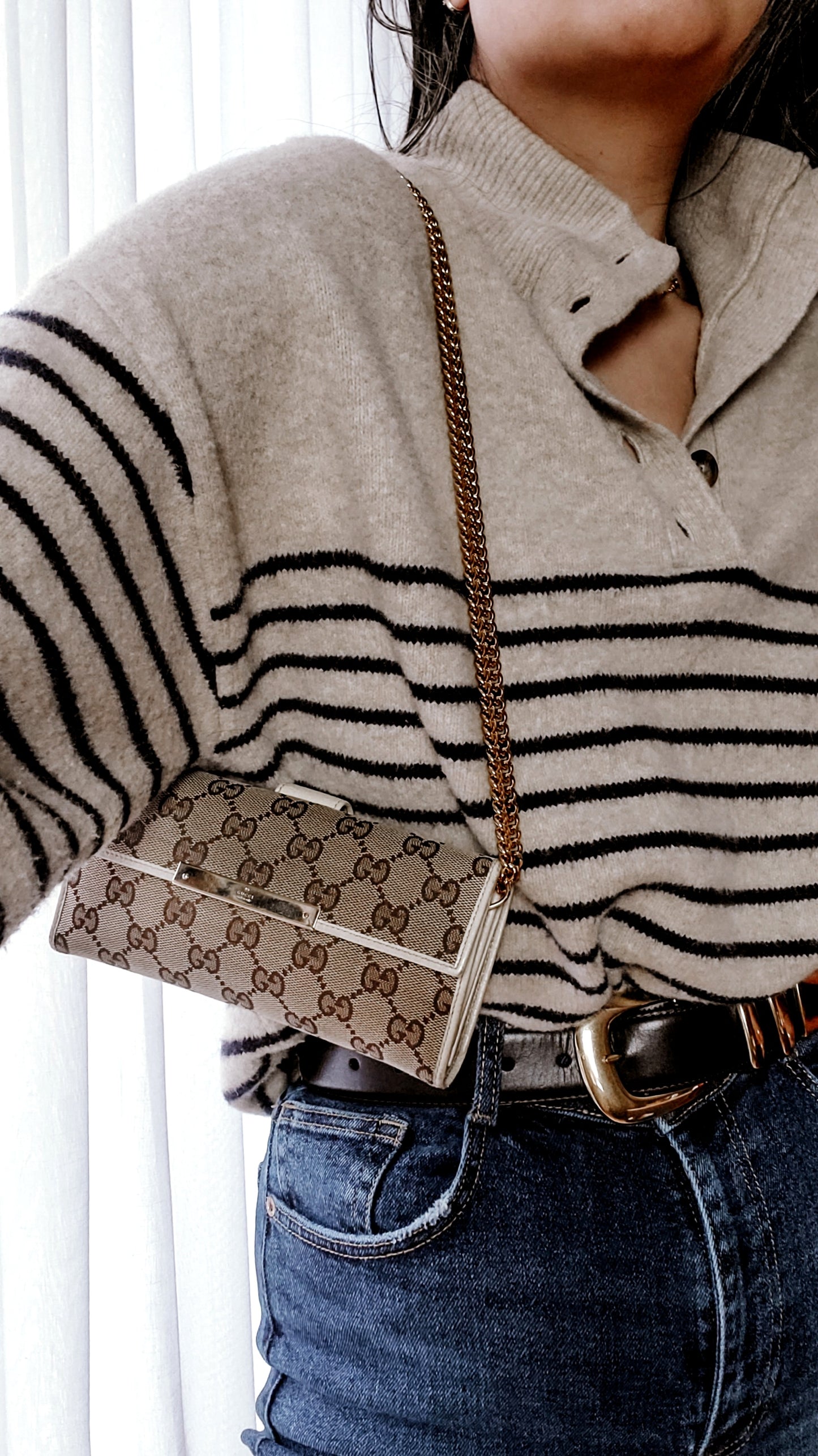 Authentic Gucci Upcycle Brown Wallet on Chain