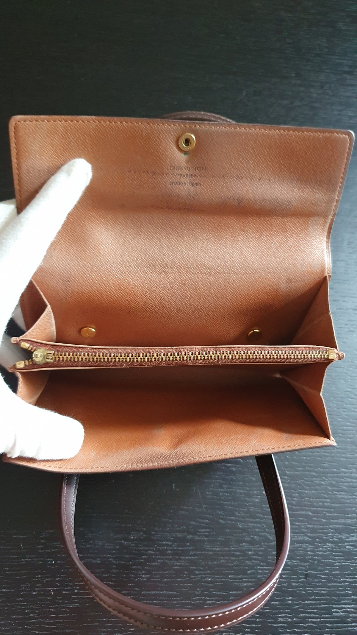Authentic Vintage Louis Vuitton (3) Upcycle Brown Monogram Wallet with Two Handles