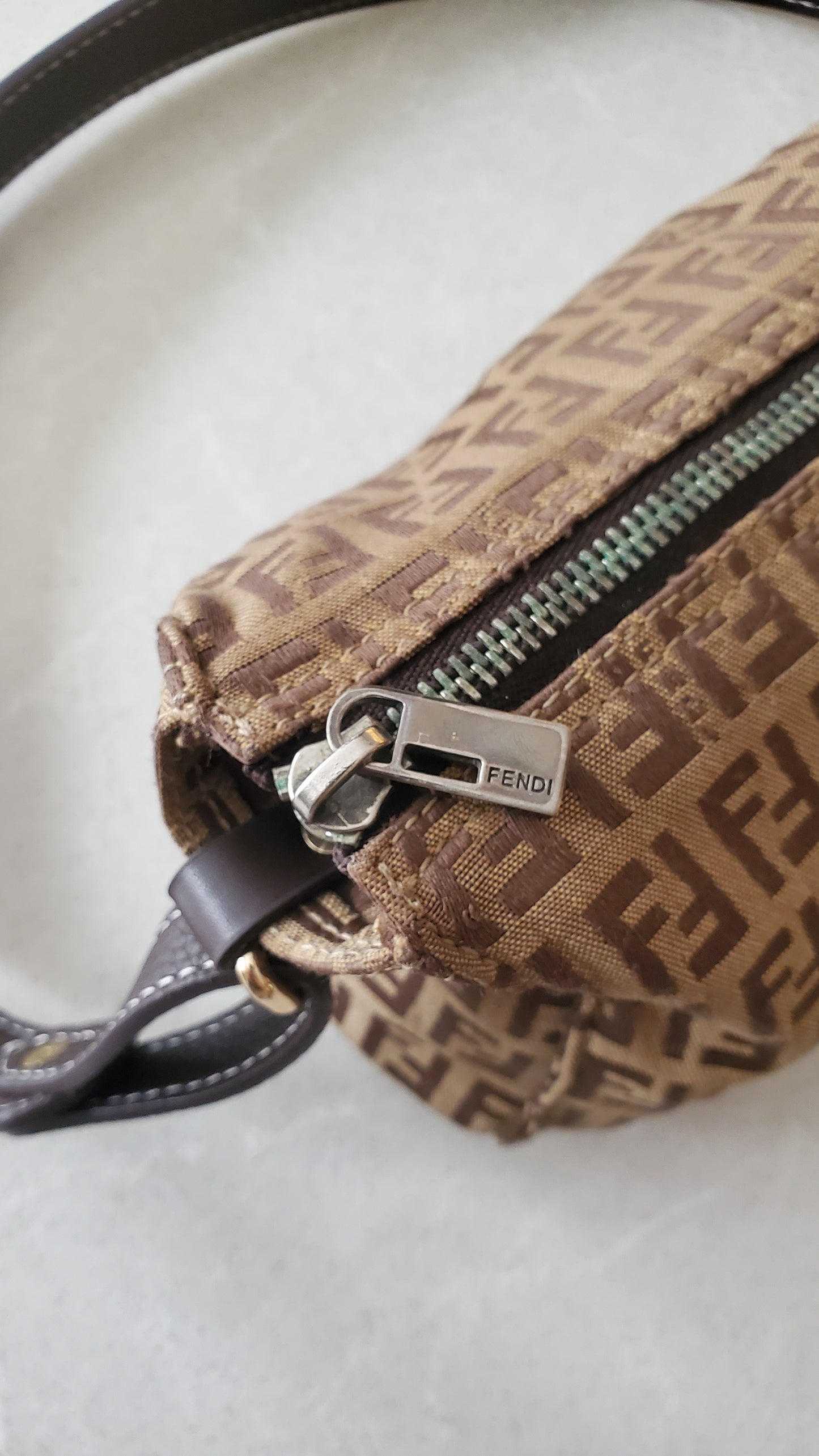 Authentic Vintage Fendi Upcycle Brown Shoulder Purse with Chain & Strap