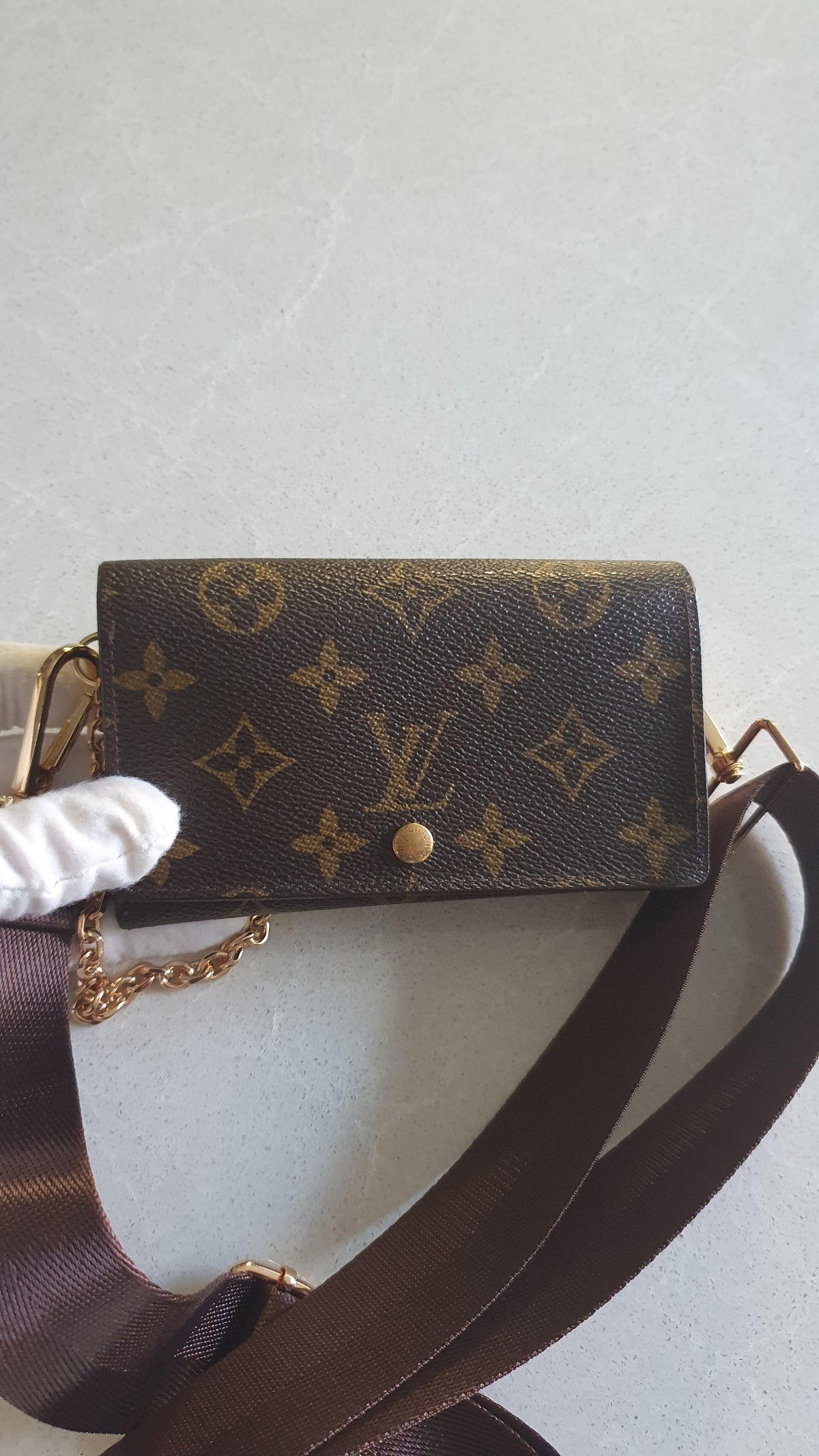 Authentic Vintage Louis Vuitton Upcycle Small Wallet with Strap and Chain