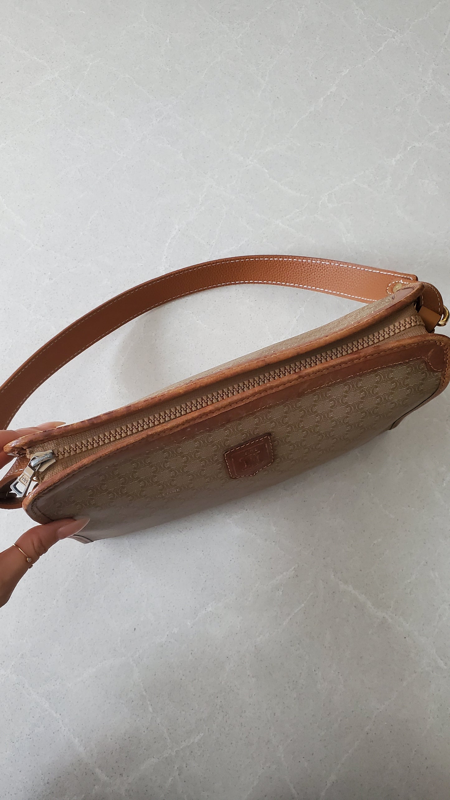 Authentic Vintage Celine Upcycle Shoulder Tan Purse