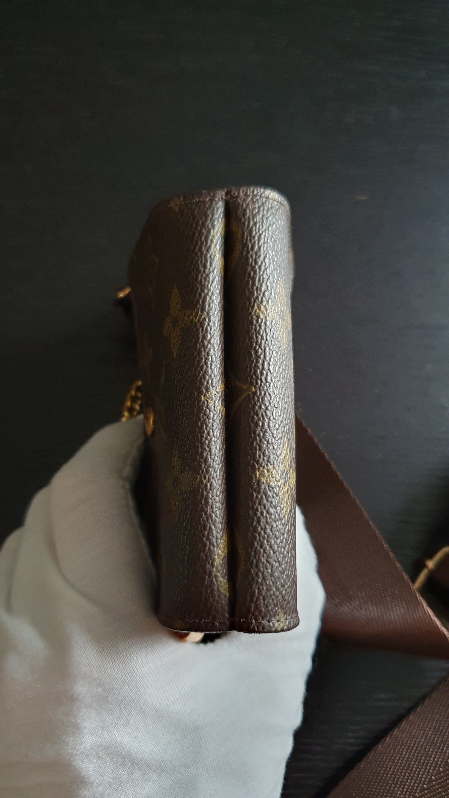 Authentic Vintage Louis Vuitton (3) Upcycle Small Wallet on Chain & Strap