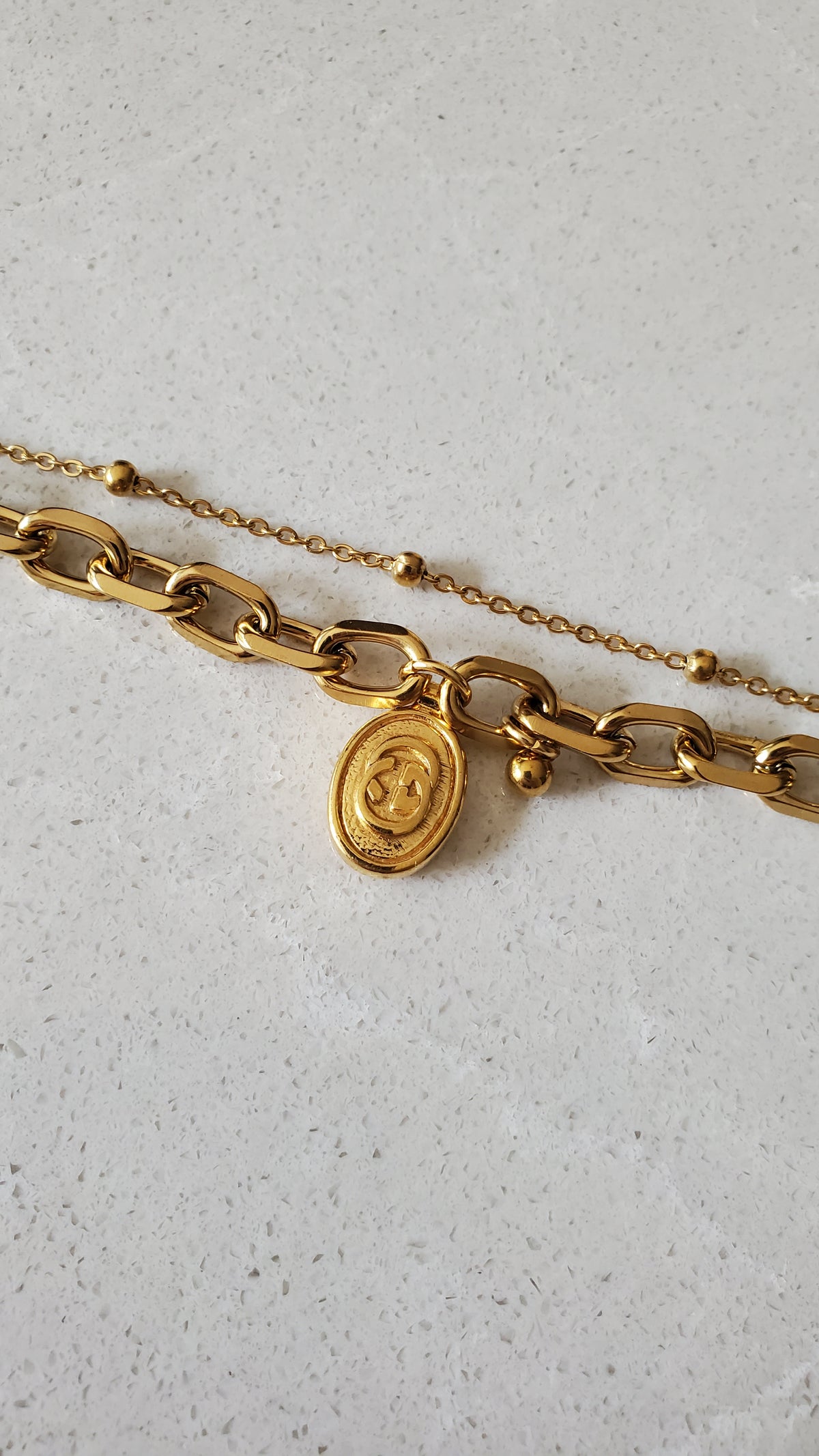 Authentic Vintage Gucci Upcycle Gold Beads Layers Necklace