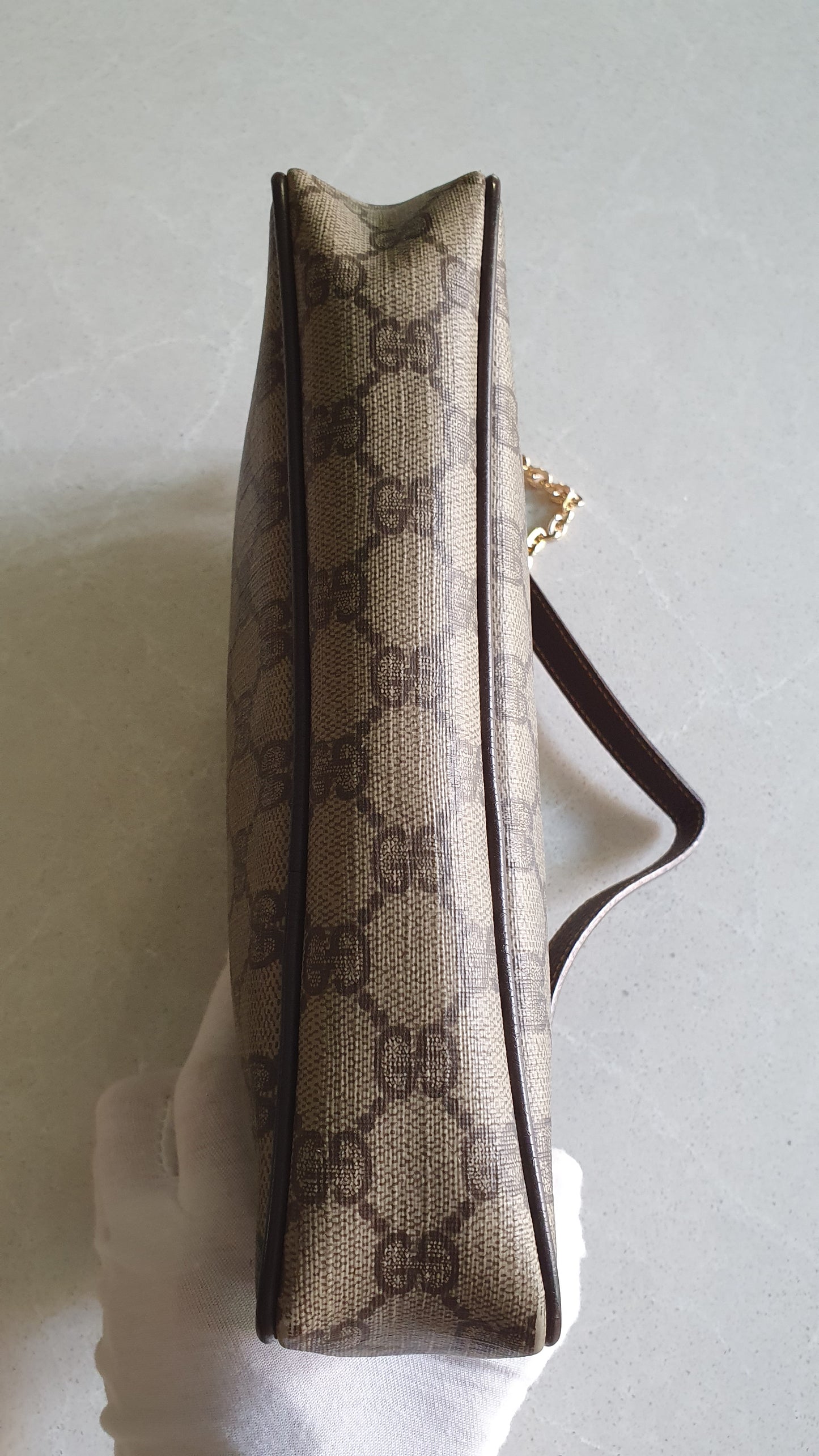 Authentic Vintage Gucci Upcycle Brown Bag with Chain