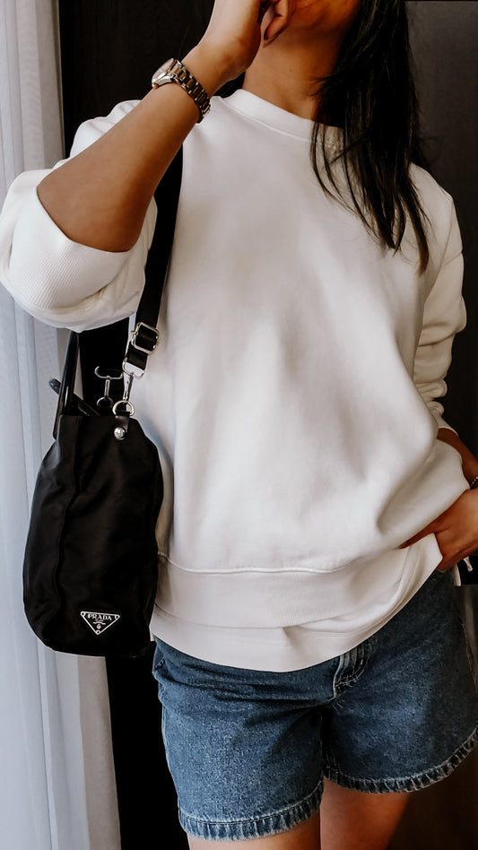 Authentic Prada Upcycle Black Nylon Tote Bag with Strap