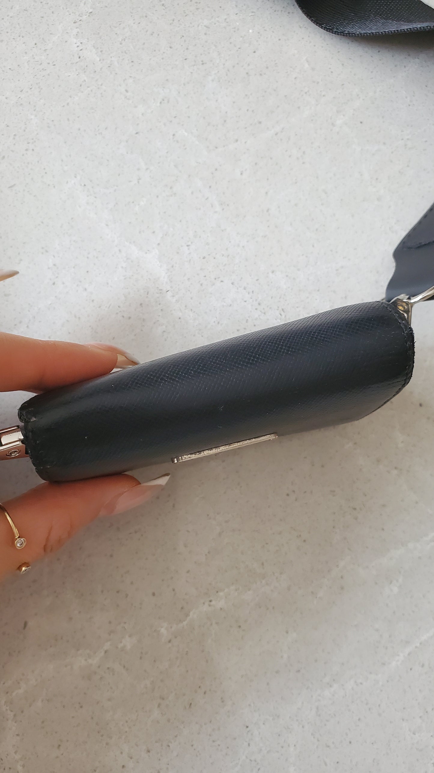 Authentic Prada Upcycle Black Small Keyholder with Strap