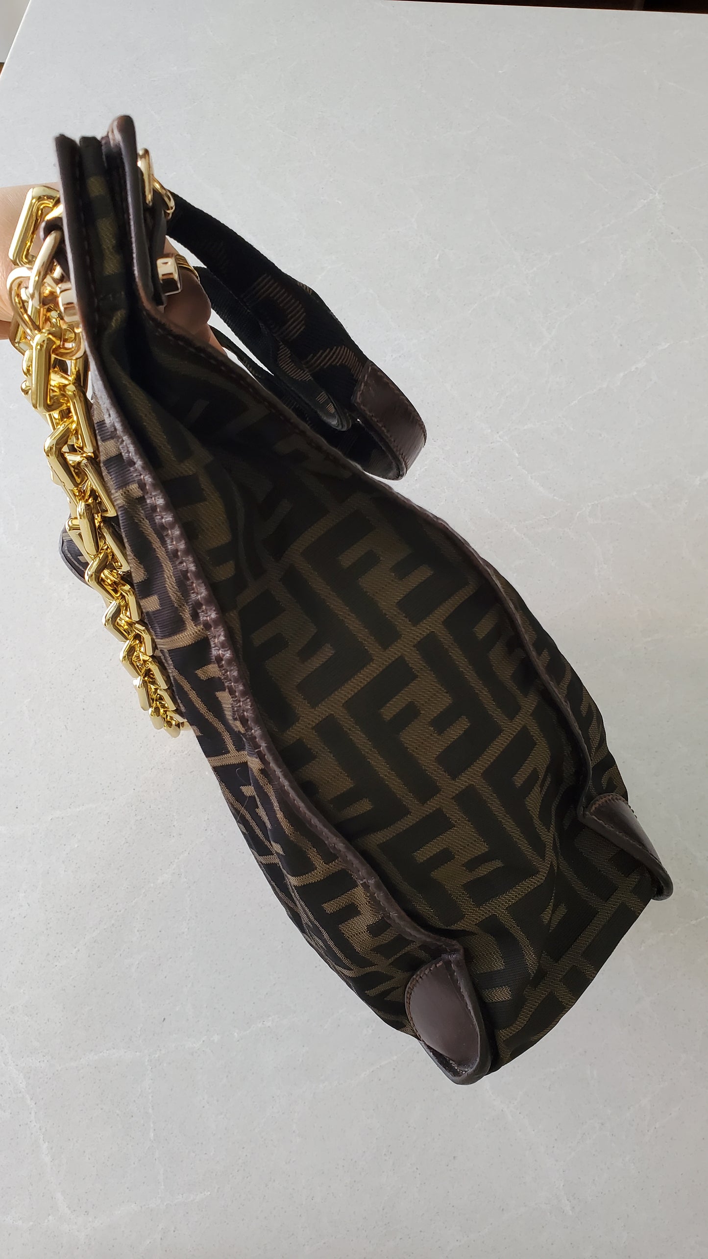 Authentic Fendi FF Upcycle Large Tote Bag with Chains