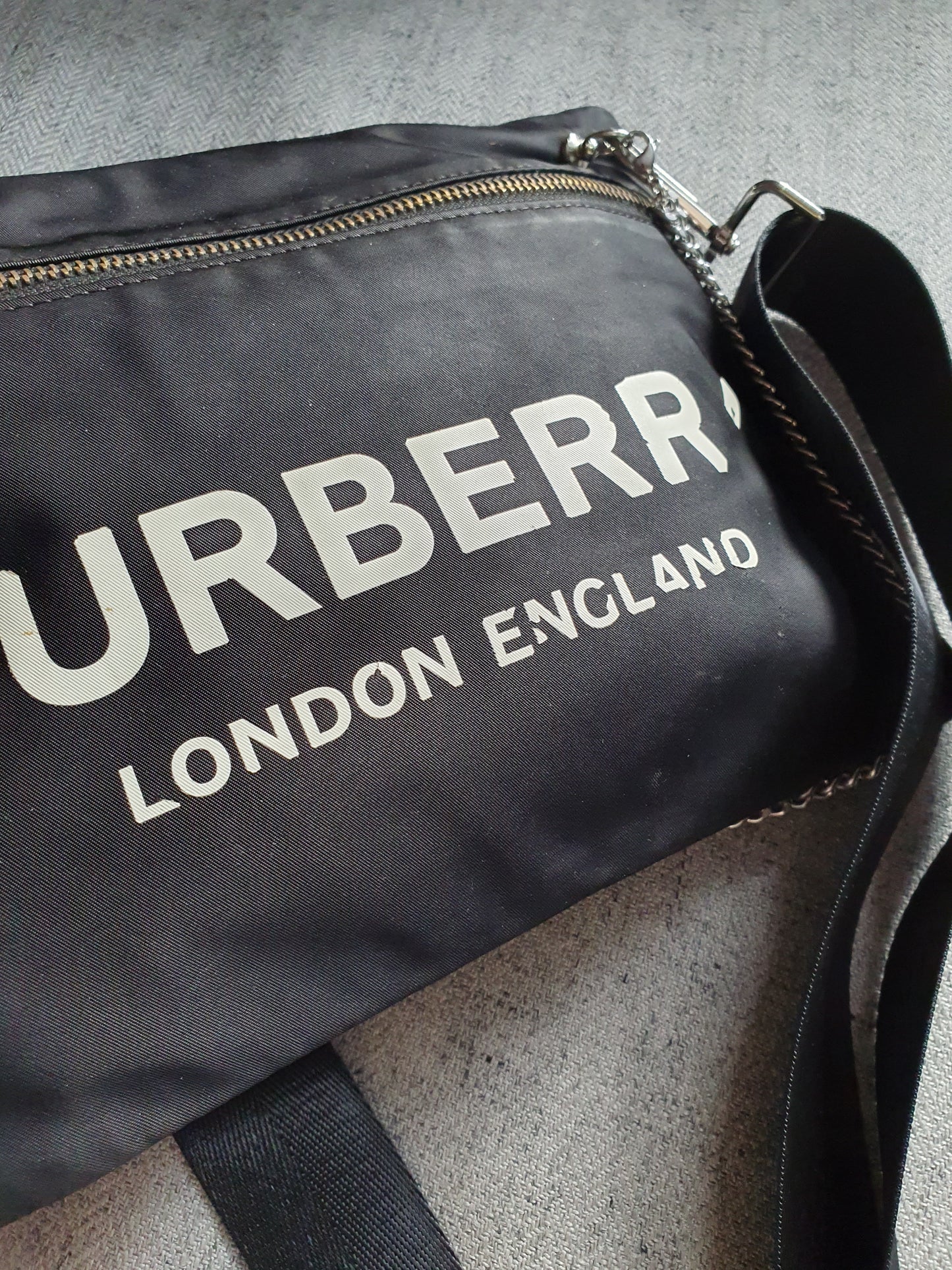 *New Drop* Authentic Burberry Upcycle Black Pouch on Strap & Chain