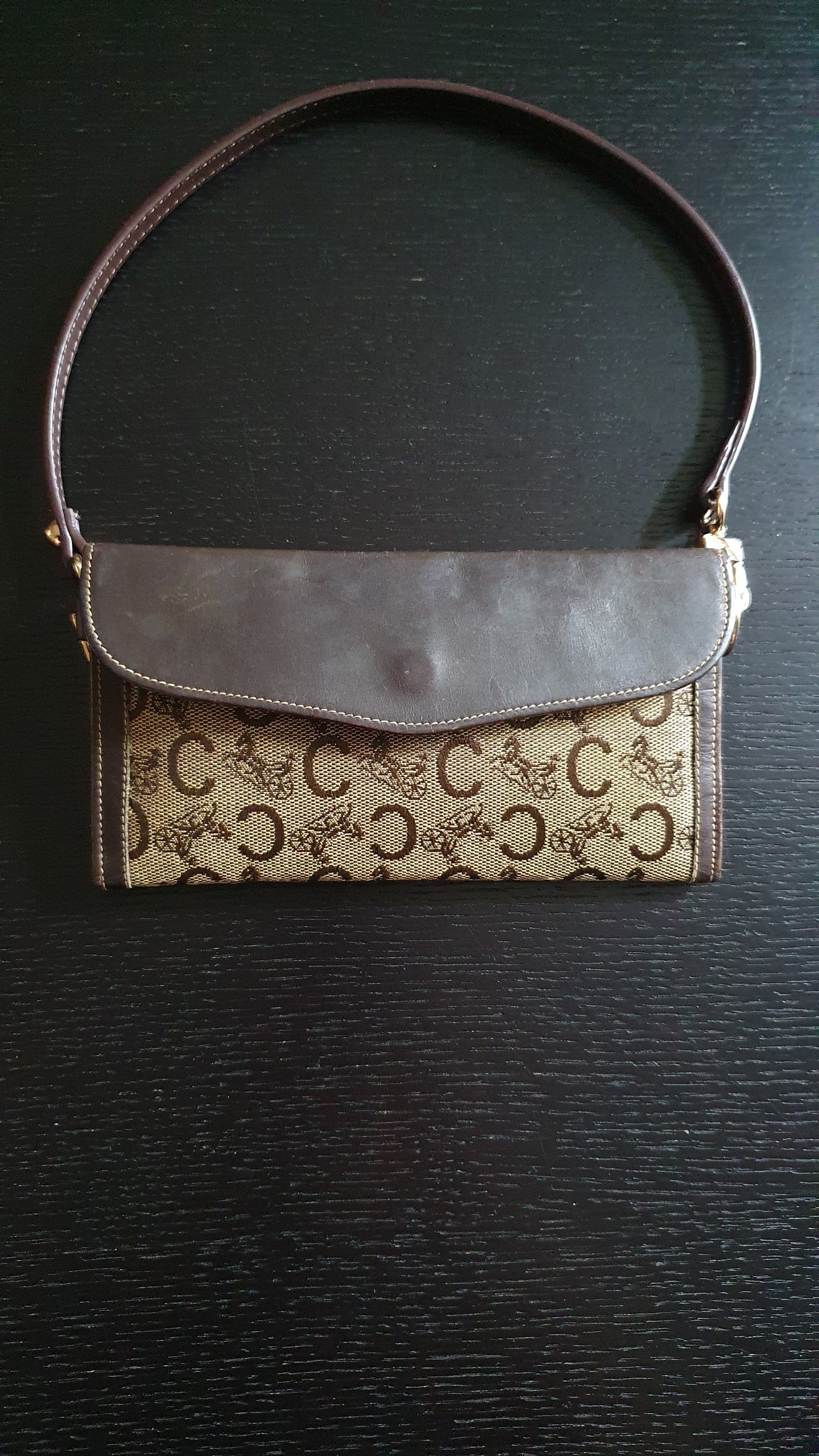 Authentic Vintage Celine Upcycle Wallet with Shoulder Strap