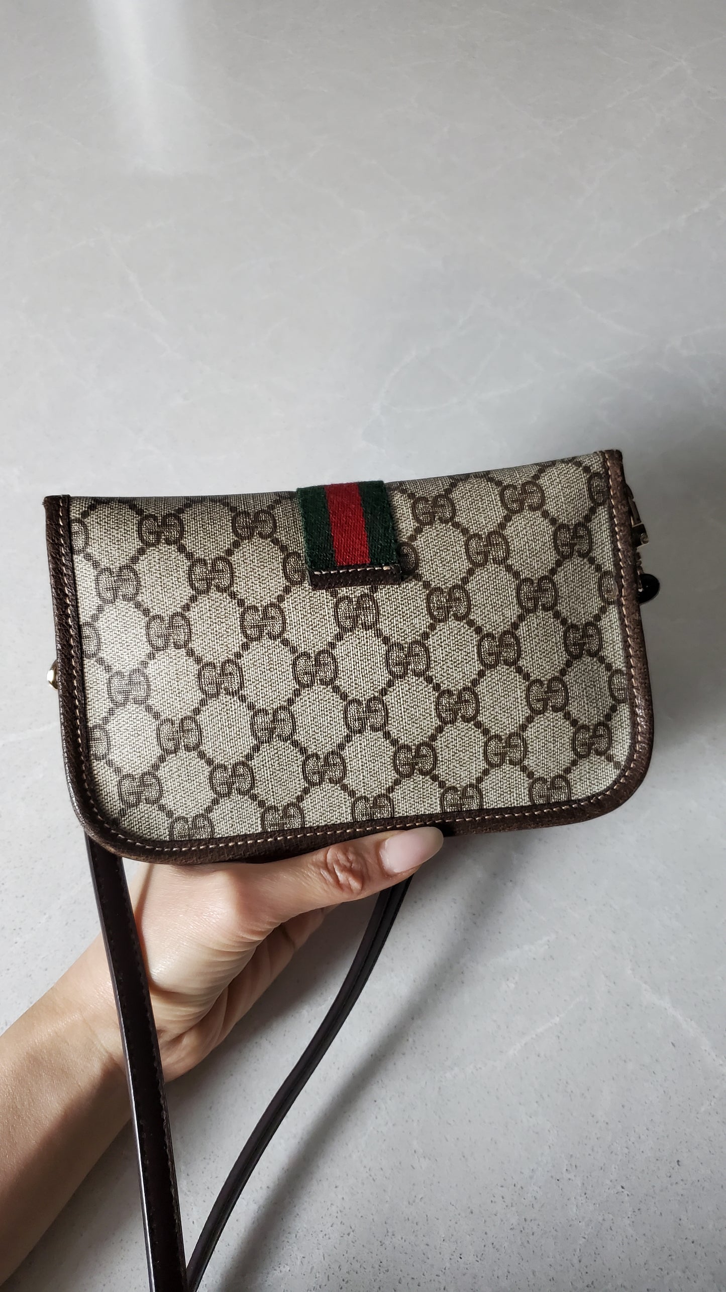 Authentic Vintage Gucci Upcycle Pouch with Strap