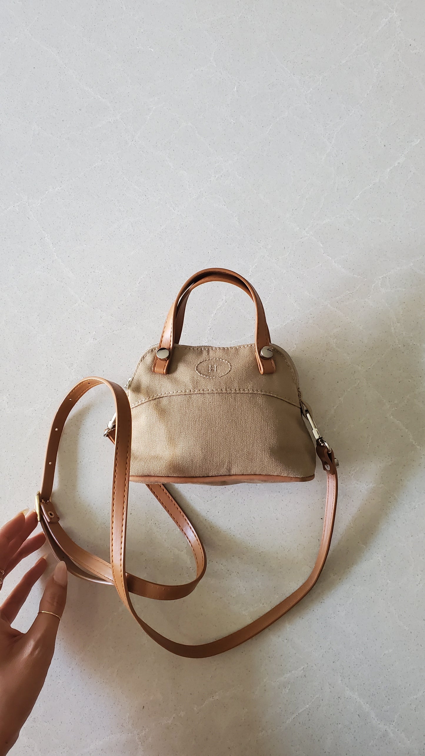 Authentic Hermès Upcycle Canvas Small Pochette with Straps