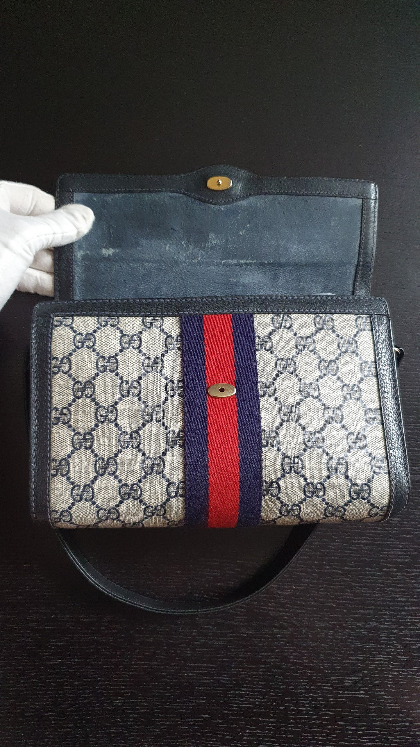 Authentic Vintage Gucci Upcycle (Dark Navy) Versatile Purse