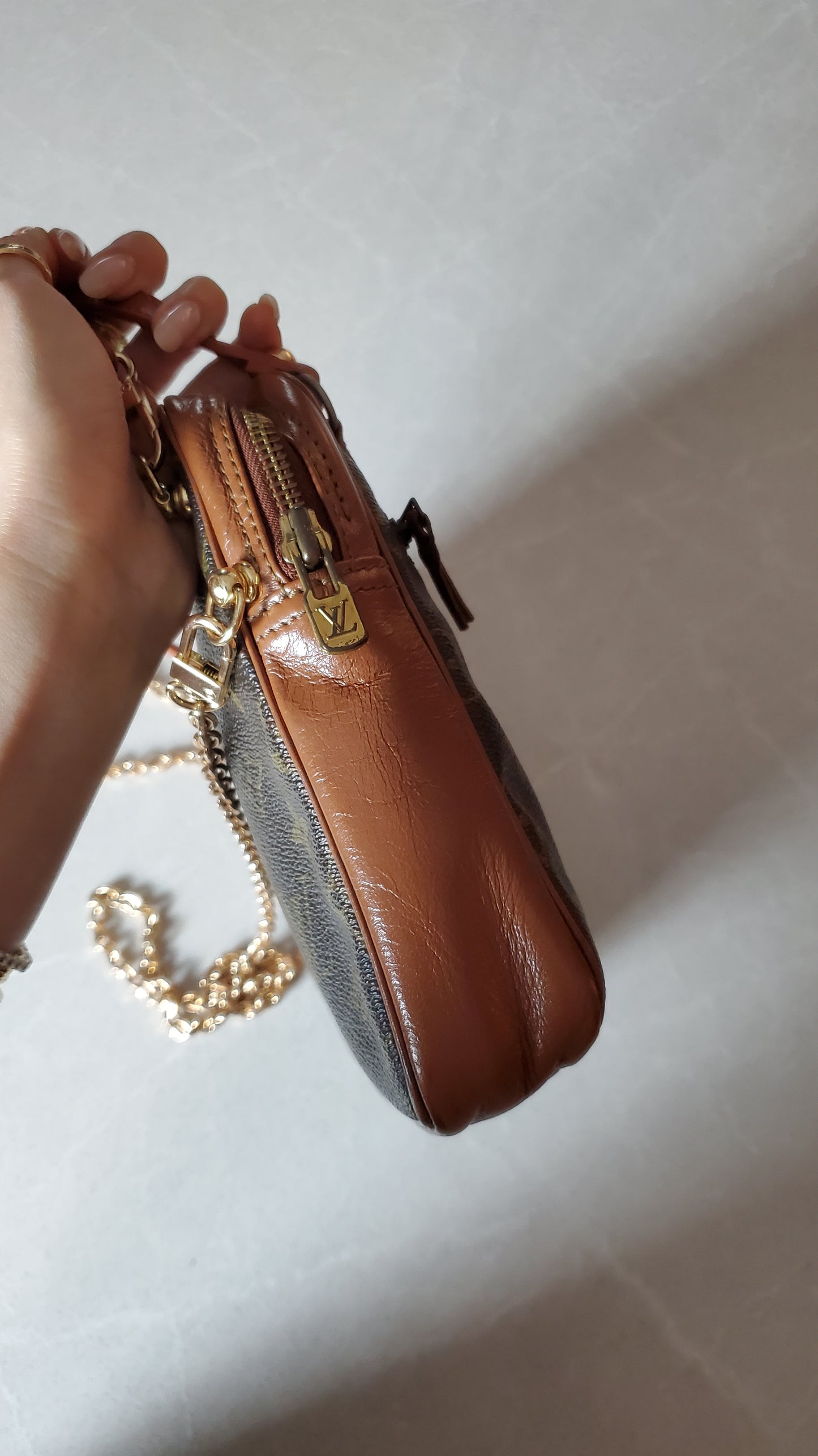 Authentic Vintage Louis Vuitton Upcycle Purse with Strap & Chain