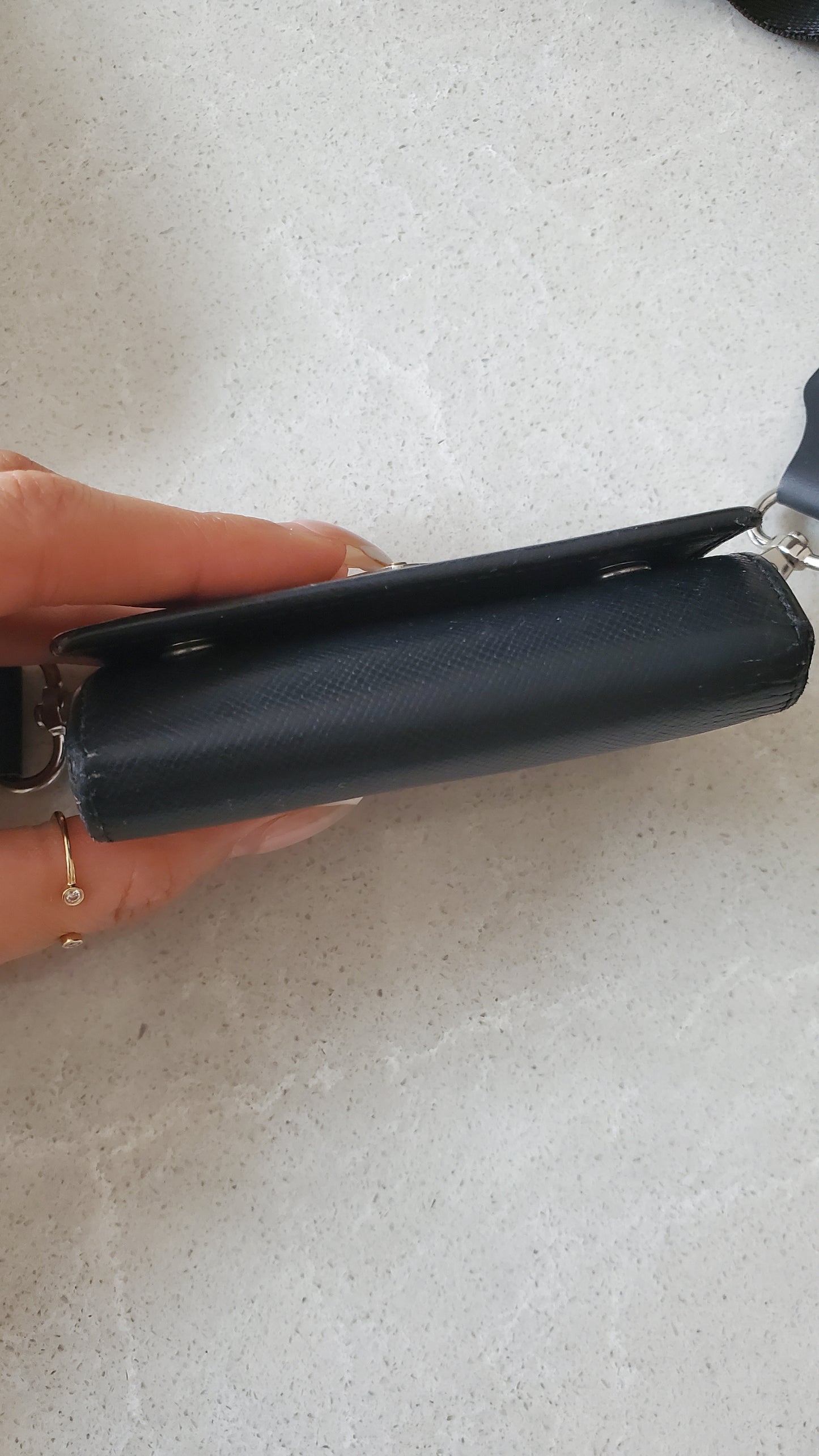 Authentic Prada Upcycle Black Small Keyholder with Strap