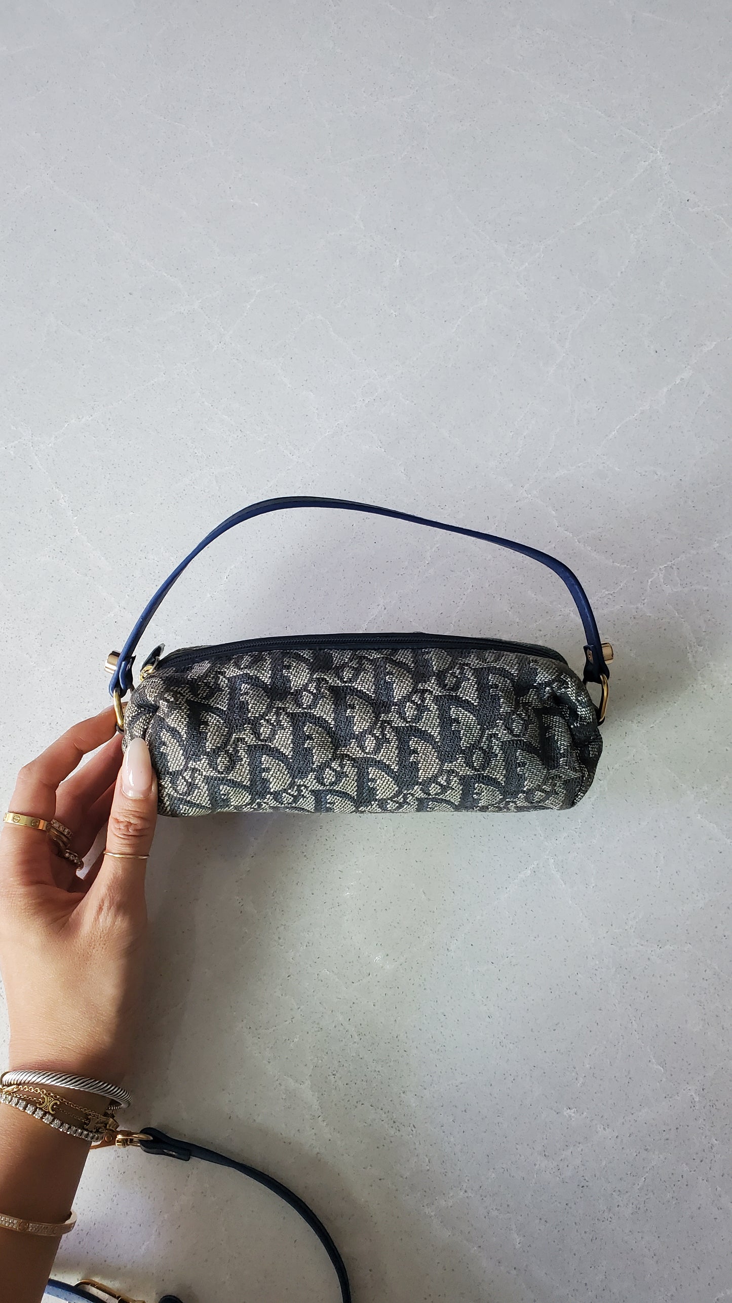 Authentic Vintage Dior Upcycle Navy Versatile Pouch Purse with Straps