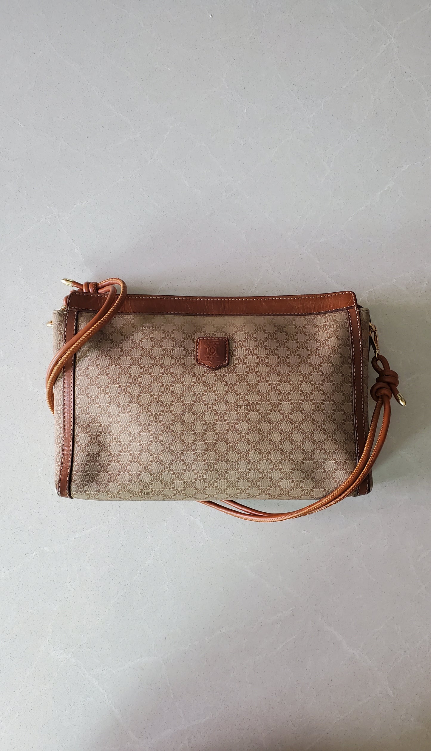 Authentic Vintage Celine Upcycle Tan/ Brown Versatile Purse with Knotted Strap
