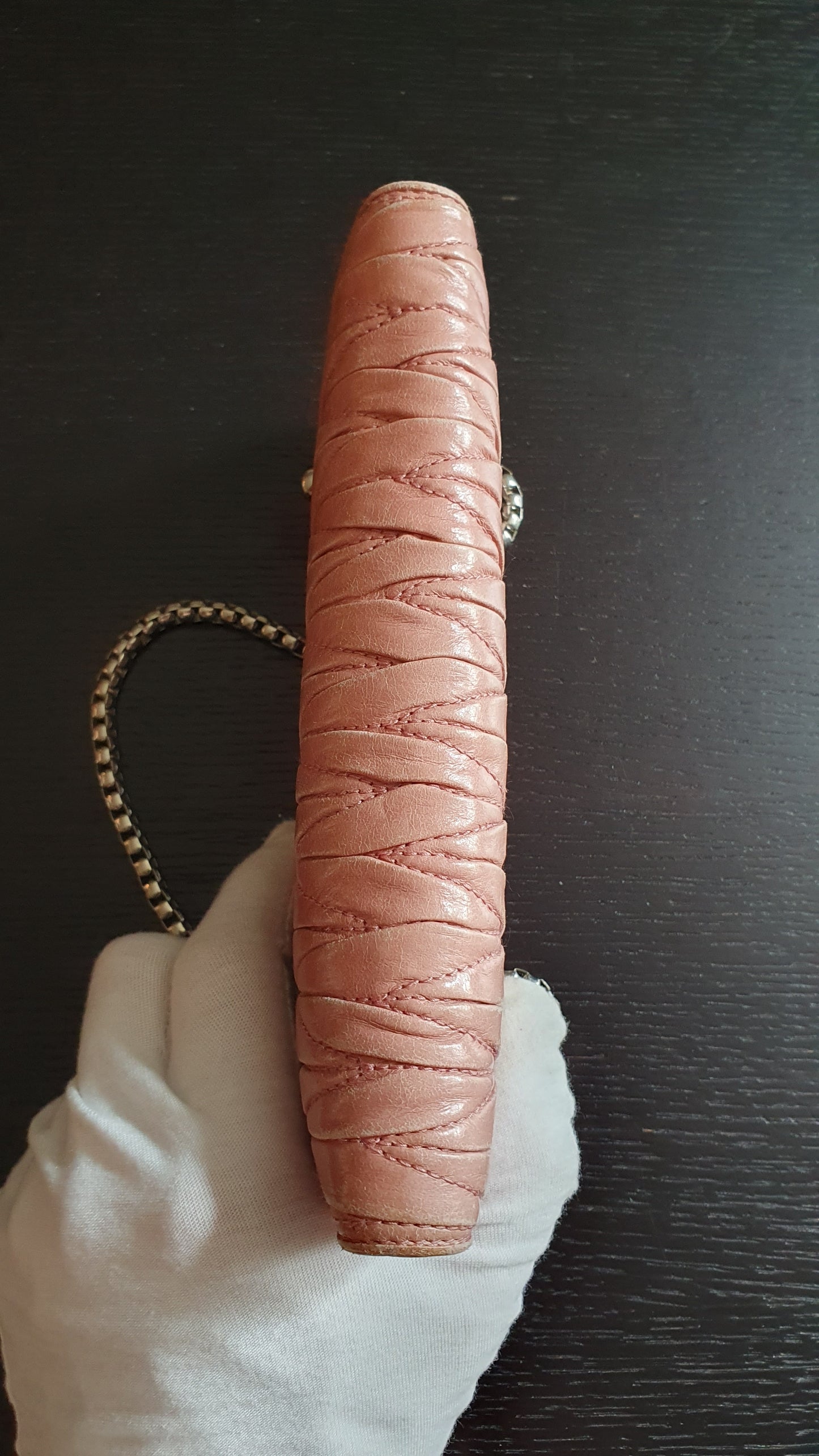 Authentic Miu Miu Upcycle Pink Zip Wallet with Shoulder Chains