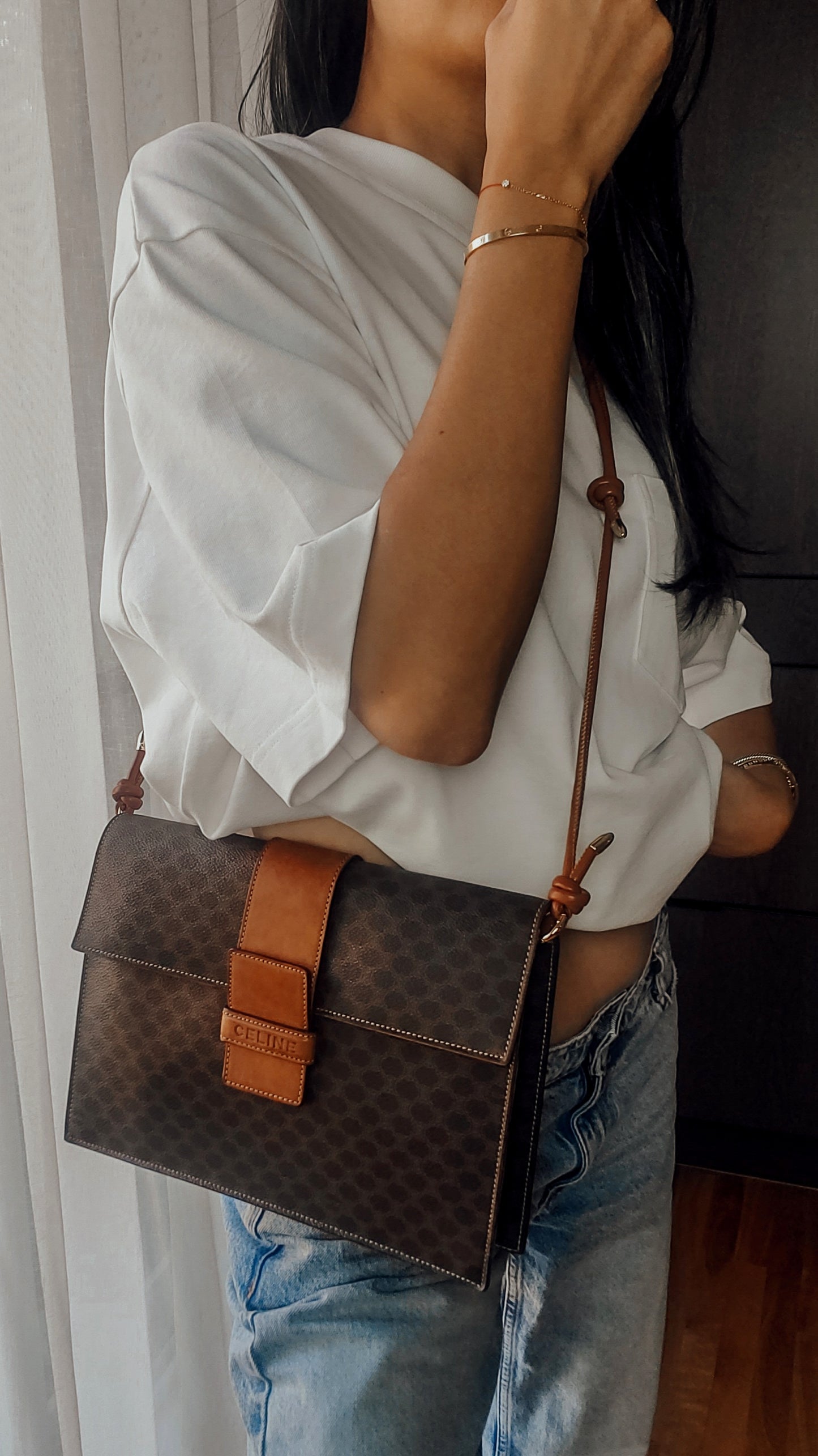 *Rare* Authentic Vintage Celine Upcycle Brown Versatile Purse with Strap